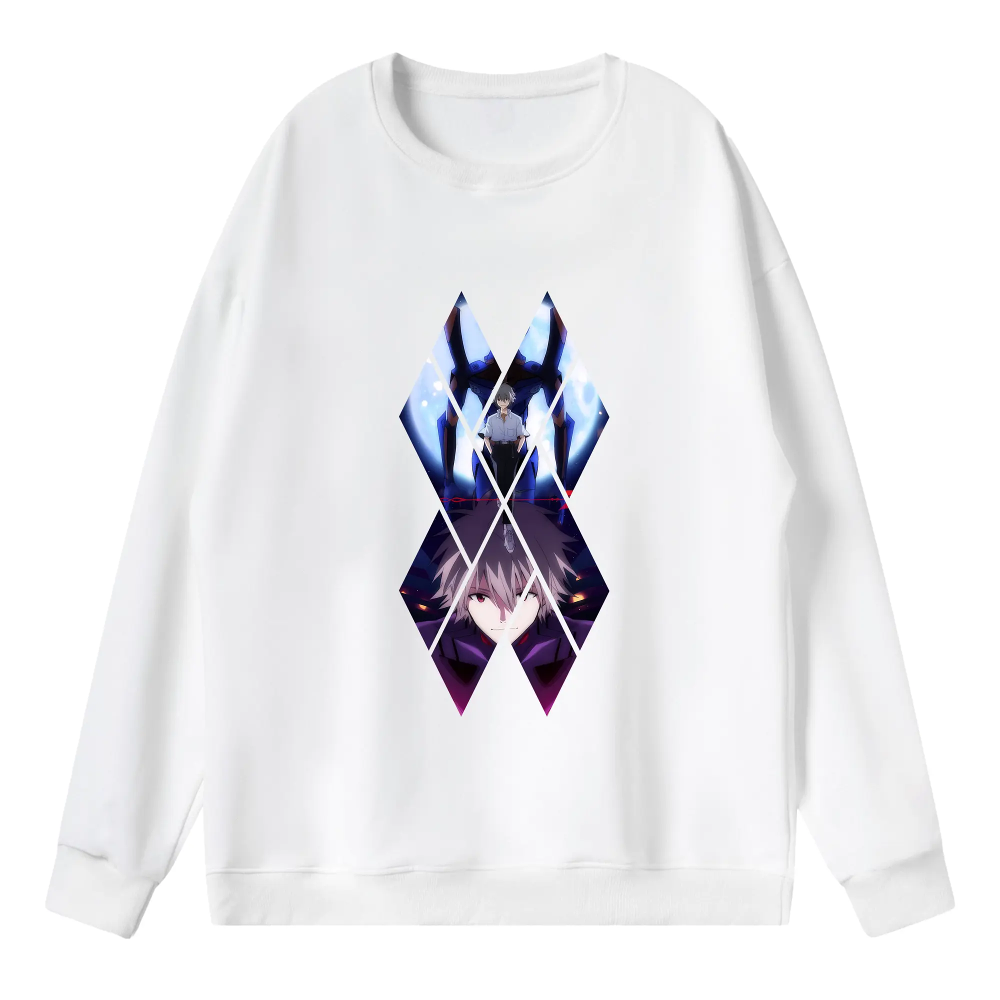 エヴァンゲリオン グッズ,渚カヲル - 薄手 クルーネック スウェット 裏毛260g · ポリエステル 春秋向け カジュアル 男女兼用 · トレーナー デイリー スポーツ 散歩に最適