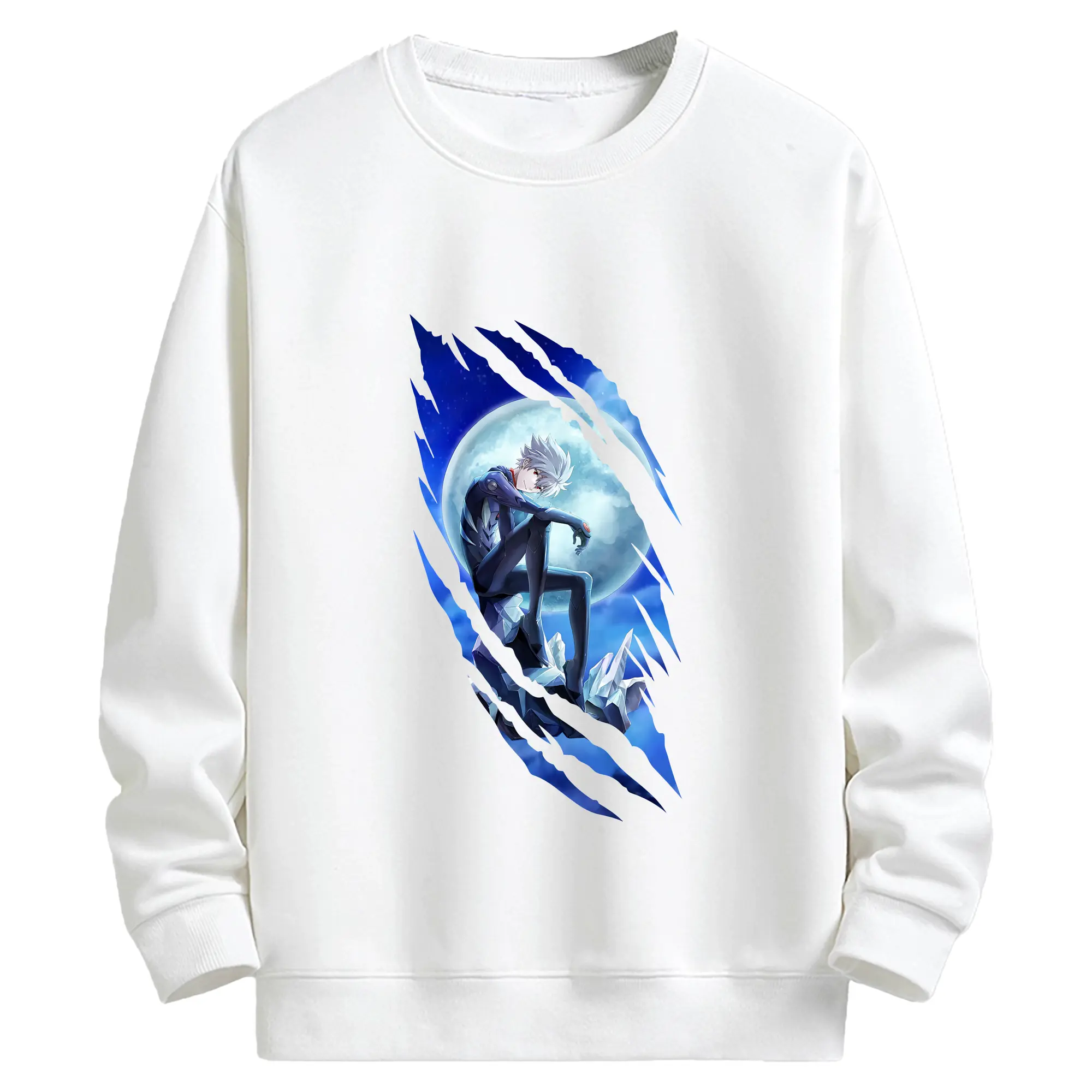 エヴァンゲリオン グッズ,渚カヲル - キッズ クルーネックスウェットシャツ ・ フロントプリント ・ 綿80％ ポリエステル20％ ・ 快適 通学 スポーツ 日常使い お散歩用