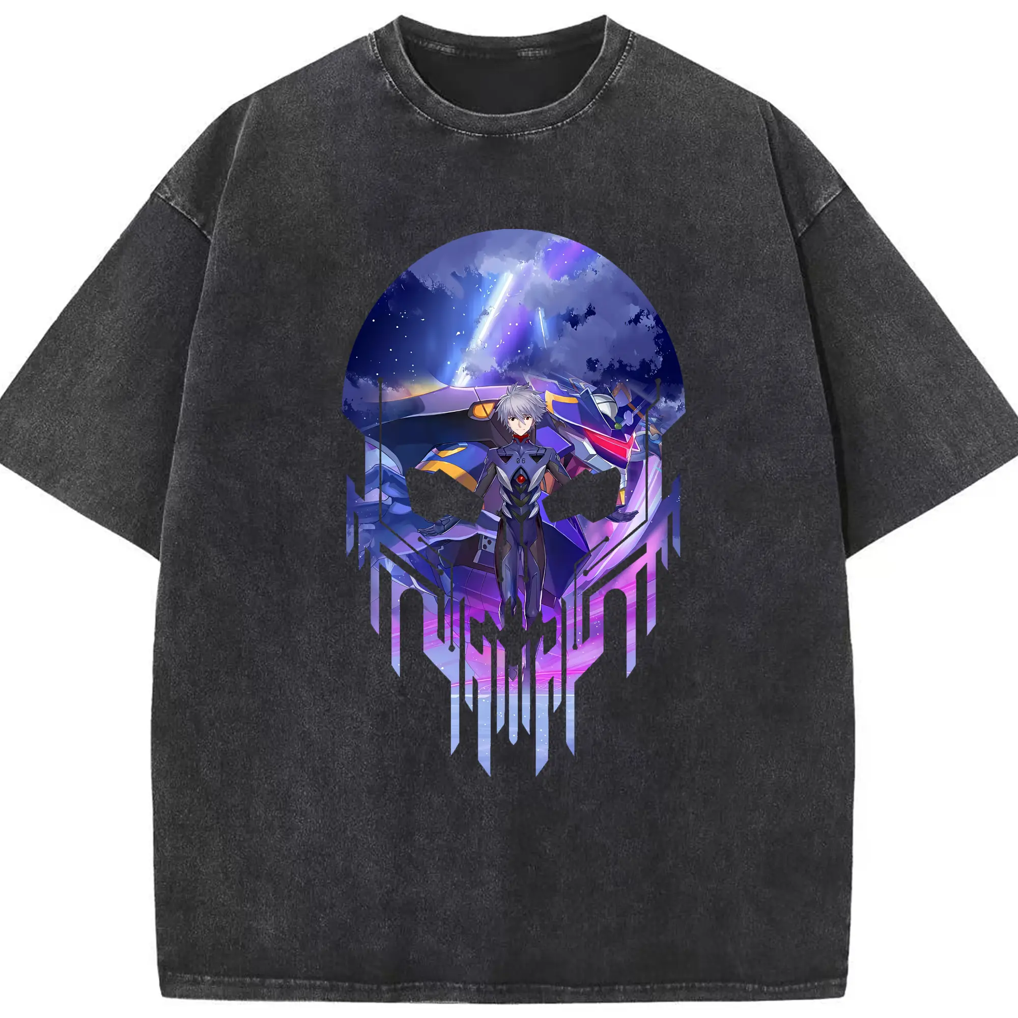 エヴァンゲリオン グッズ,渚カヲル - 綿100％ ヴィンテージ風 半袖Tシャツ ・ フロントプリント ・ 柔らか肌触り ・ 通気性 快適 ・ スポーツ カジュアル 外出用