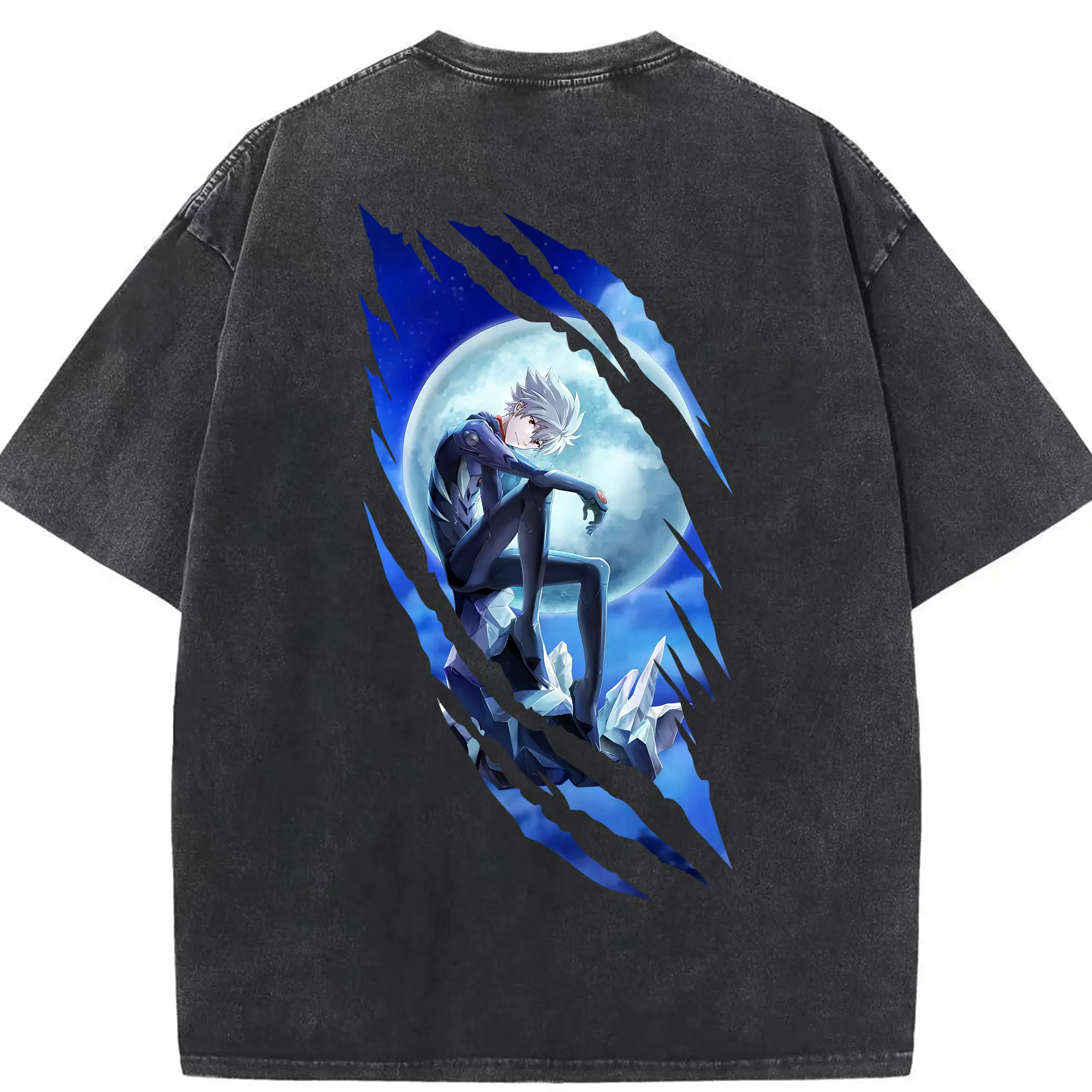 エヴァンゲリオン グッズ,渚カヲル - 綿100％ ヴィンテージ風 半袖Tシャツ ・ 背面プリント ・ 柔らか肌触り ・ 通気性 快適 ・ スポーツ カジュアル 外出用