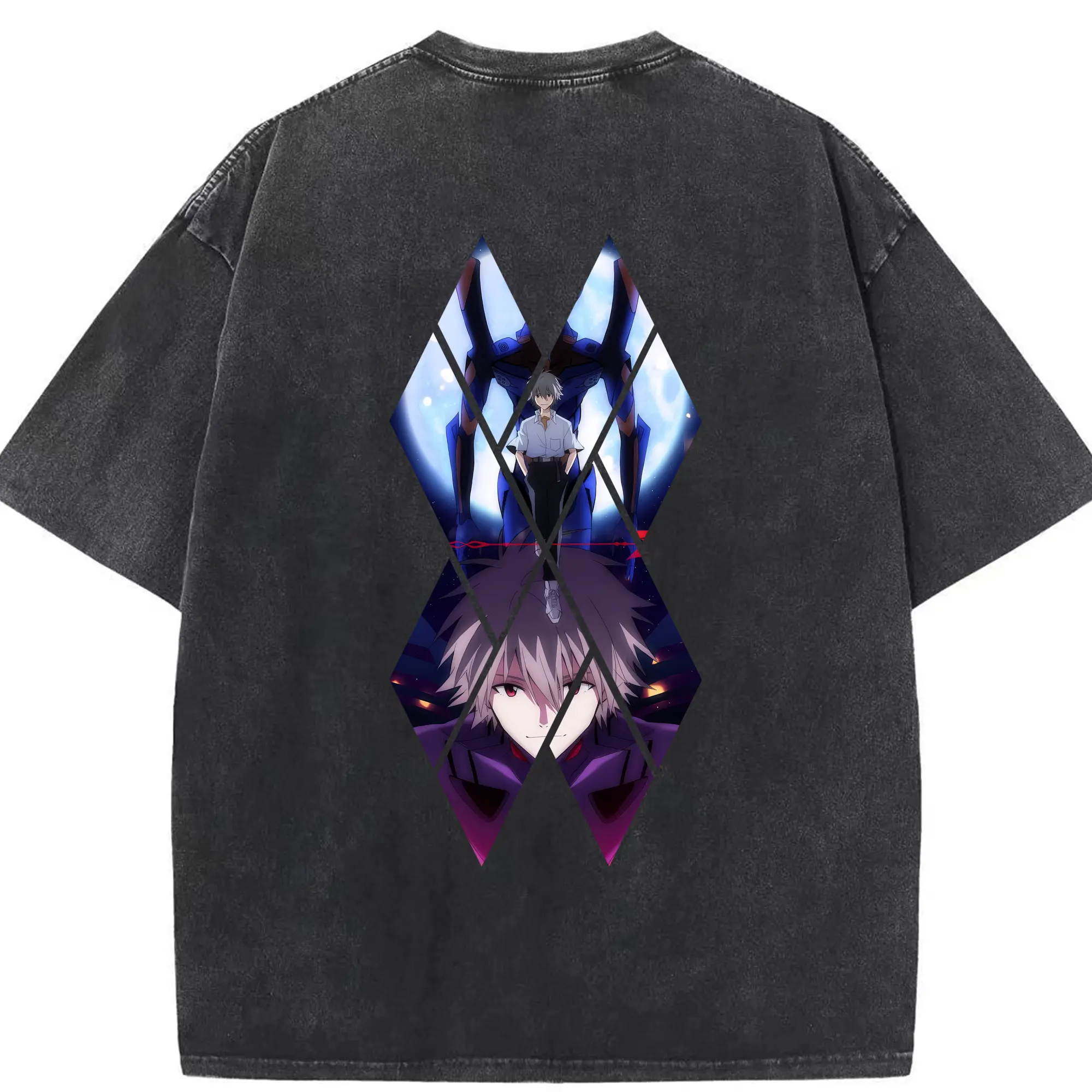 エヴァンゲリオン グッズ,渚カヲル - 綿100％ ヴィンテージ風 半袖Tシャツ ・ 背面プリント ・ 柔らか肌触り ・ 通気性 快適 ・ スポーツ カジュアル 外出用