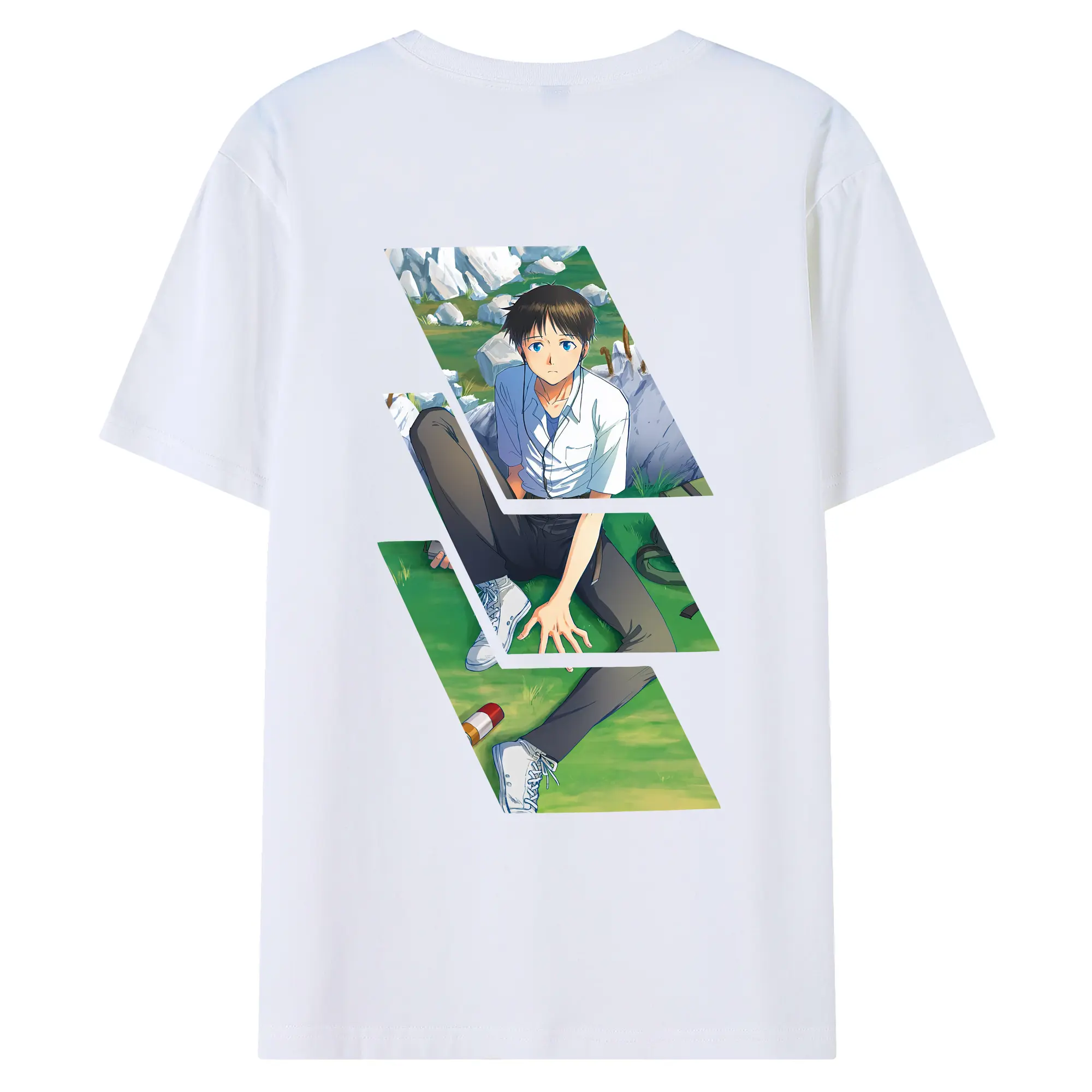 エヴァンゲリオン グッズ,碇シンジ - 綿100％ 半袖Tシャツ ・ バックプリント ・ 快適 通気性 ・ 日常使い 散歩 スポーツ用