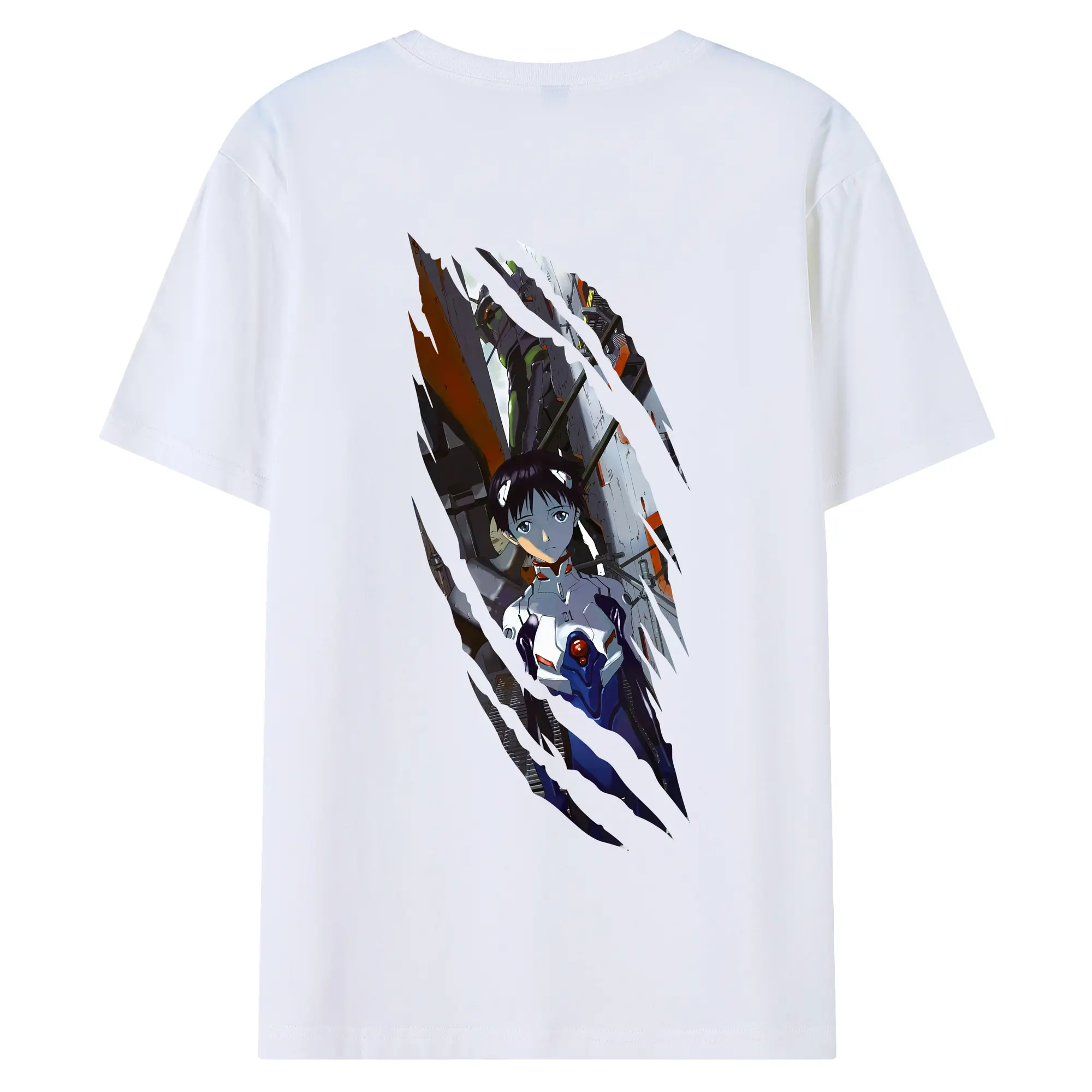 エヴァンゲリオン グッズ,碇シンジ - 綿100％ 半袖Tシャツ ・ バックプリント ・ 快適 通気性 ・ 日常使い 散歩 スポーツ用