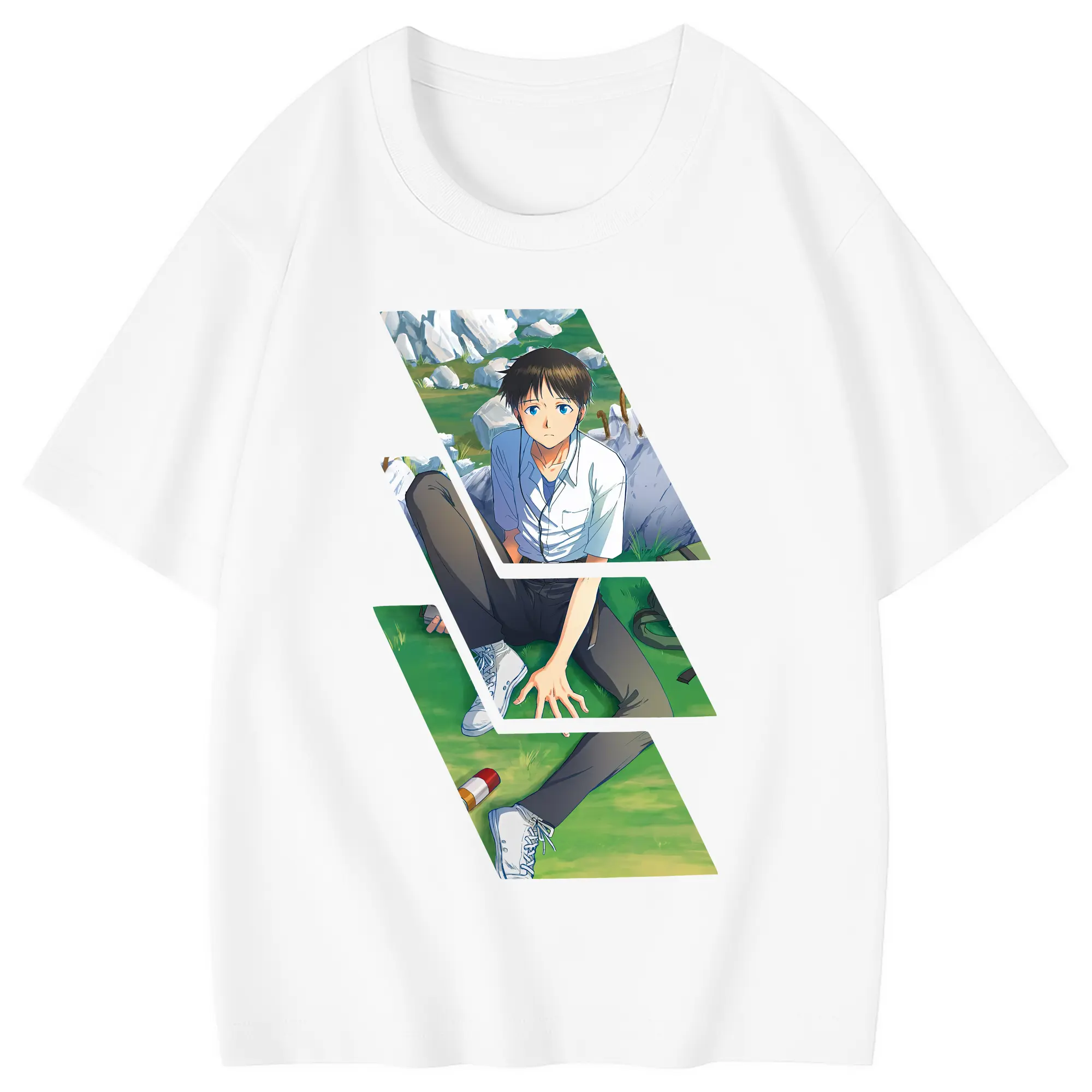 エヴァンゲリオン グッズ,碇シンジ - 綿100％ キッズTシャツ ・ フロントプリント ・ 快適 通気性 ・ スポーツ カジュアル 散歩用