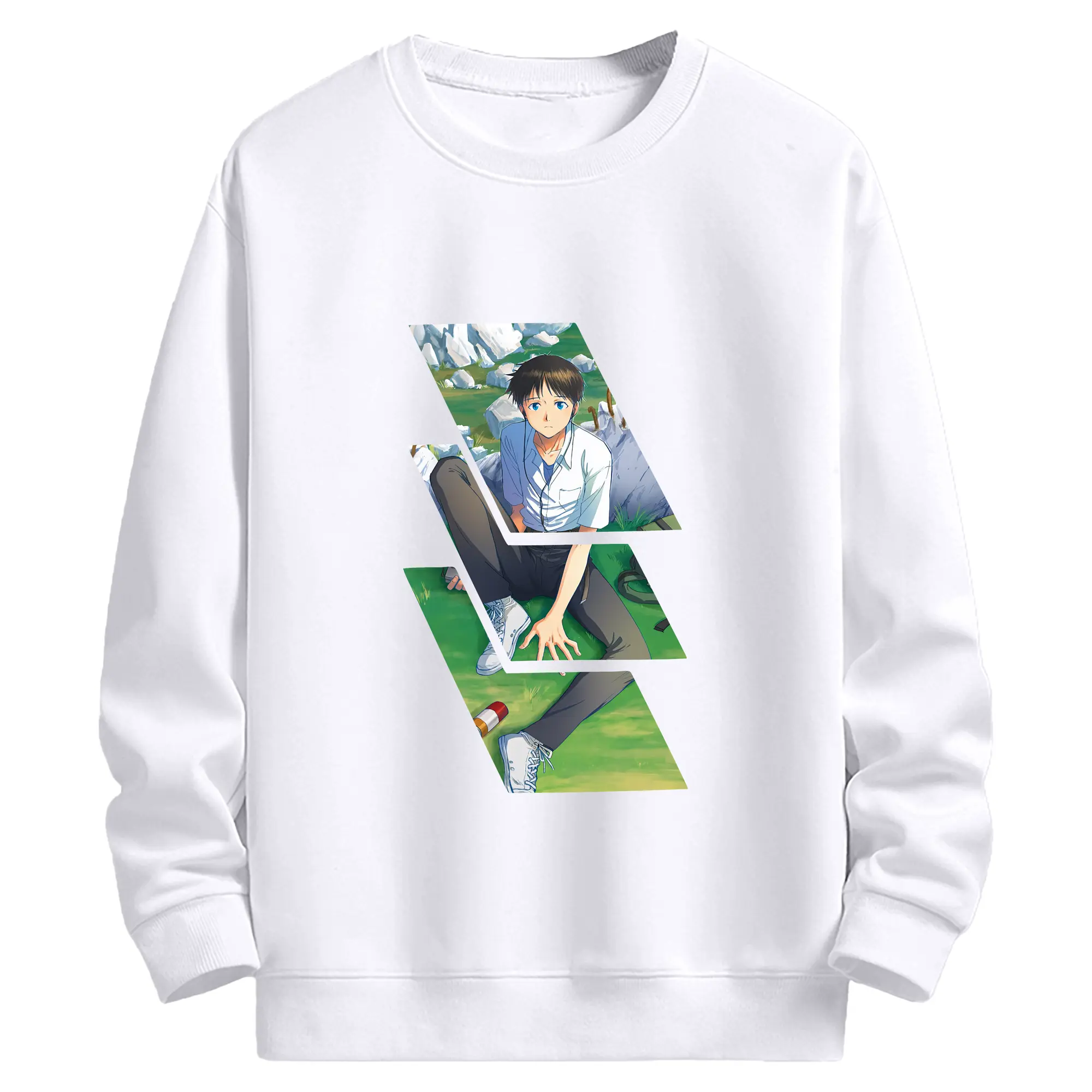 エヴァンゲリオン グッズ,碇シンジ - 高品質 クルーネック スウェット ・ コットン59％ ポリエステル41％ ・ ユニセックス 長袖 トレーナー ・ カジュアル デイリー スポーツ 散歩用