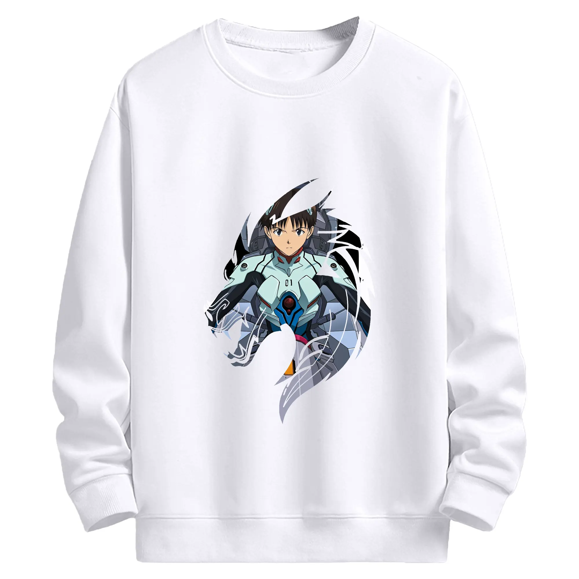 エヴァンゲリオン グッズ,碇シンジ - 高品質 クルーネック スウェット ・ コットン59％ ポリエステル41％ ・ ユニセックス 長袖 トレーナー ・ カジュアル デイリー スポーツ 散歩用