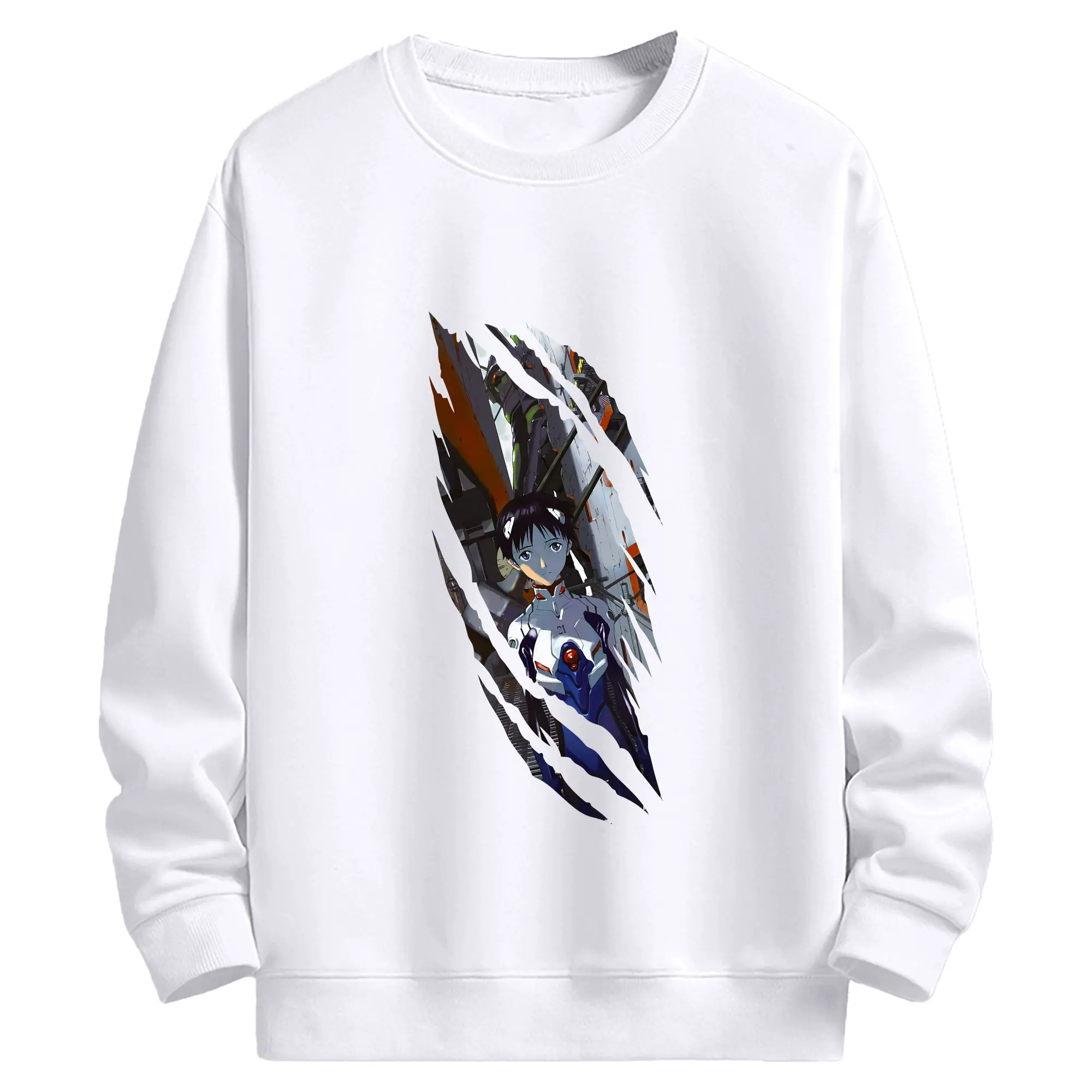 エヴァンゲリオン グッズ,碇シンジ - 高品質 クルーネック スウェット ・ コットン59％ ポリエステル41％ ・ ユニセックス 長袖 トレーナー ・ カジュアル デイリー スポーツ 散歩用