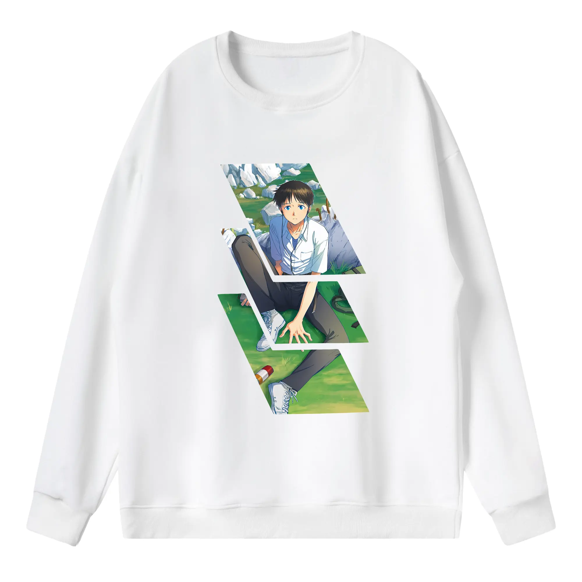 エヴァンゲリオン グッズ,碇シンジ - 薄手 クルーネック スウェット 裏毛260g · ポリエステル 春秋向け カジュアル 男女兼用 · トレーナー デイリー スポーツ 散歩に最適