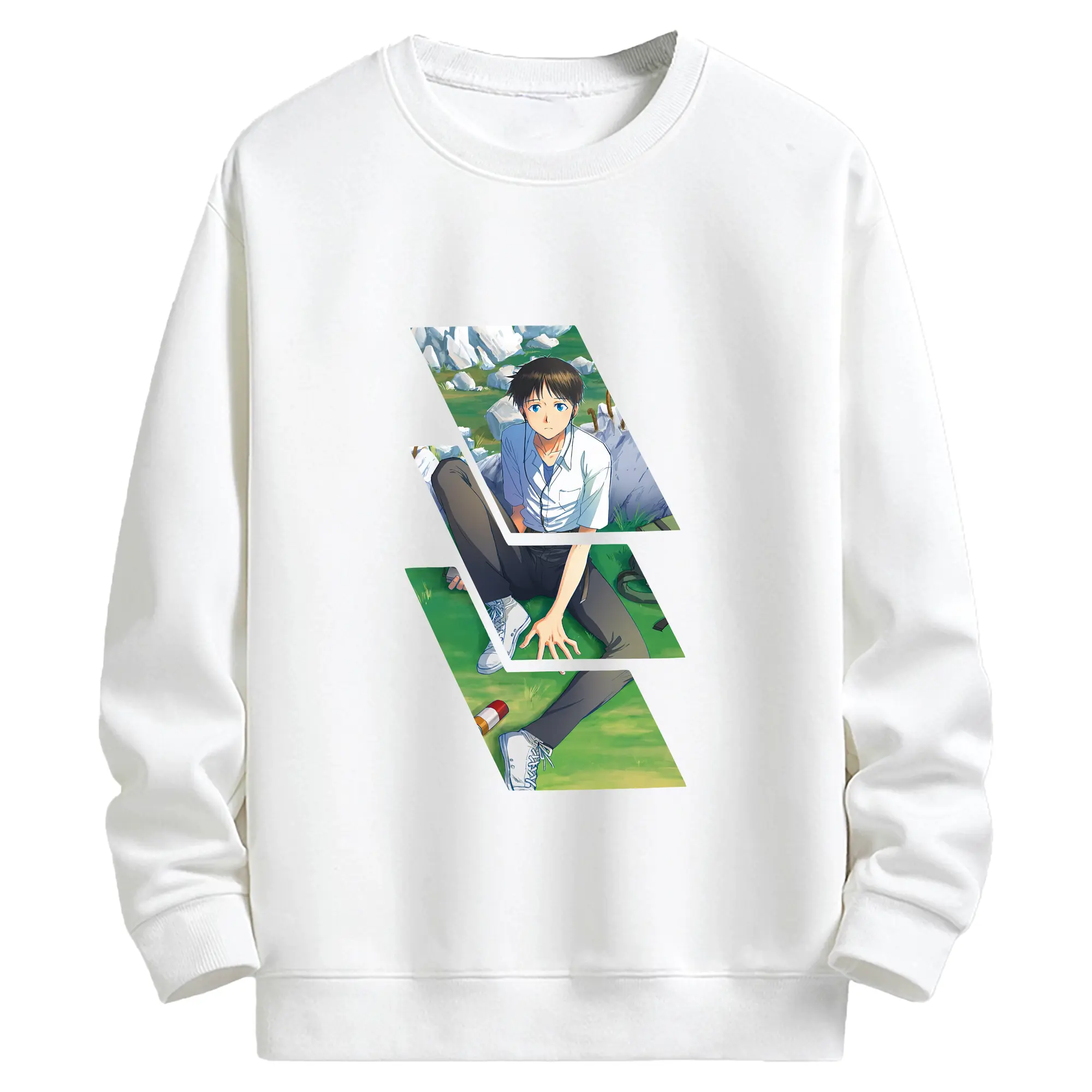 エヴァンゲリオン グッズ,碇シンジ - キッズ クルーネックスウェットシャツ ・ フロントプリント ・ 綿80％ ポリエステル20％ ・ 快適 通学 スポーツ 日常使い お散歩用
