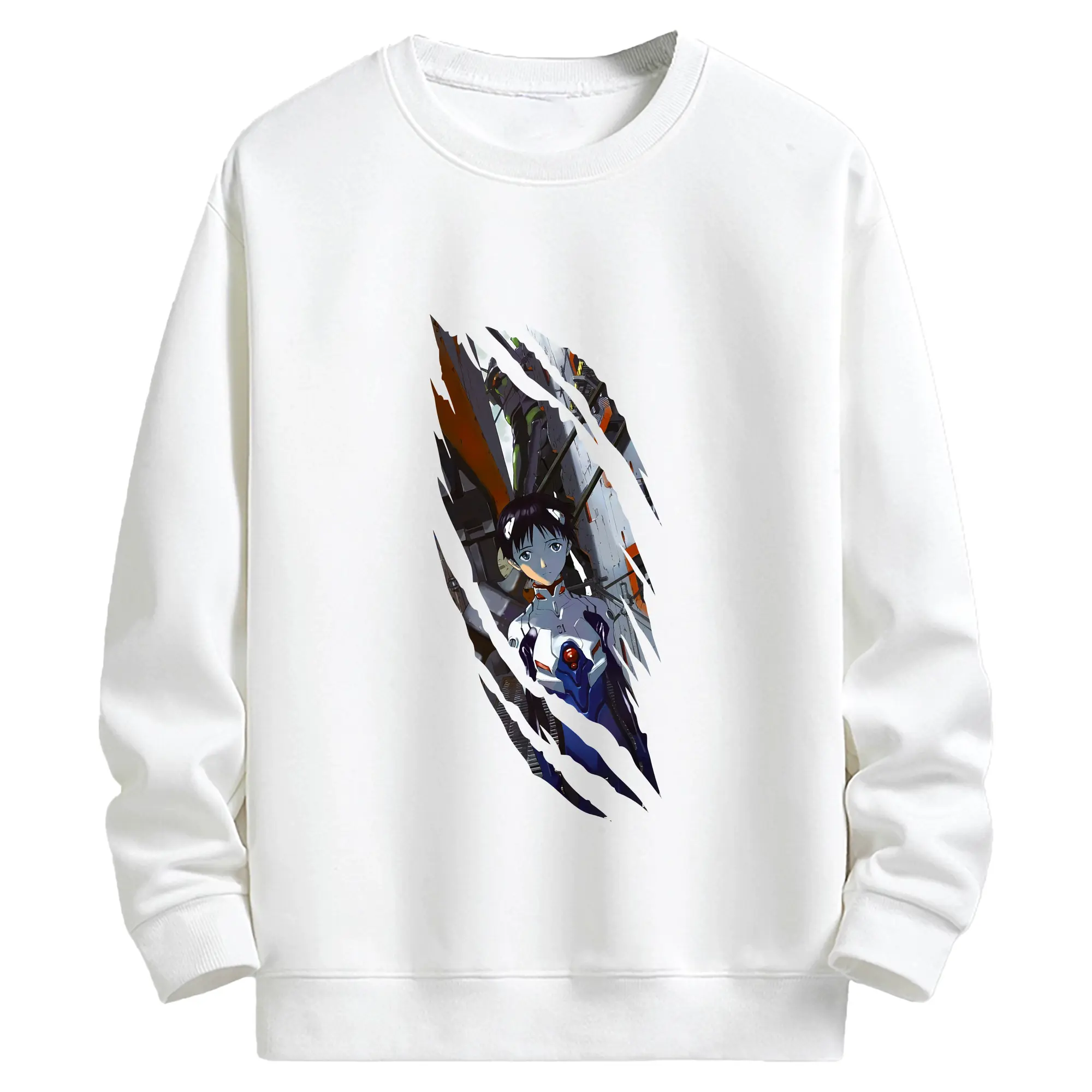 エヴァンゲリオン グッズ,碇シンジ - キッズ クルーネックスウェットシャツ ・ フロントプリント ・ 綿80％ ポリエステル20％ ・ 快適 通学 スポーツ 日常使い お散歩用
