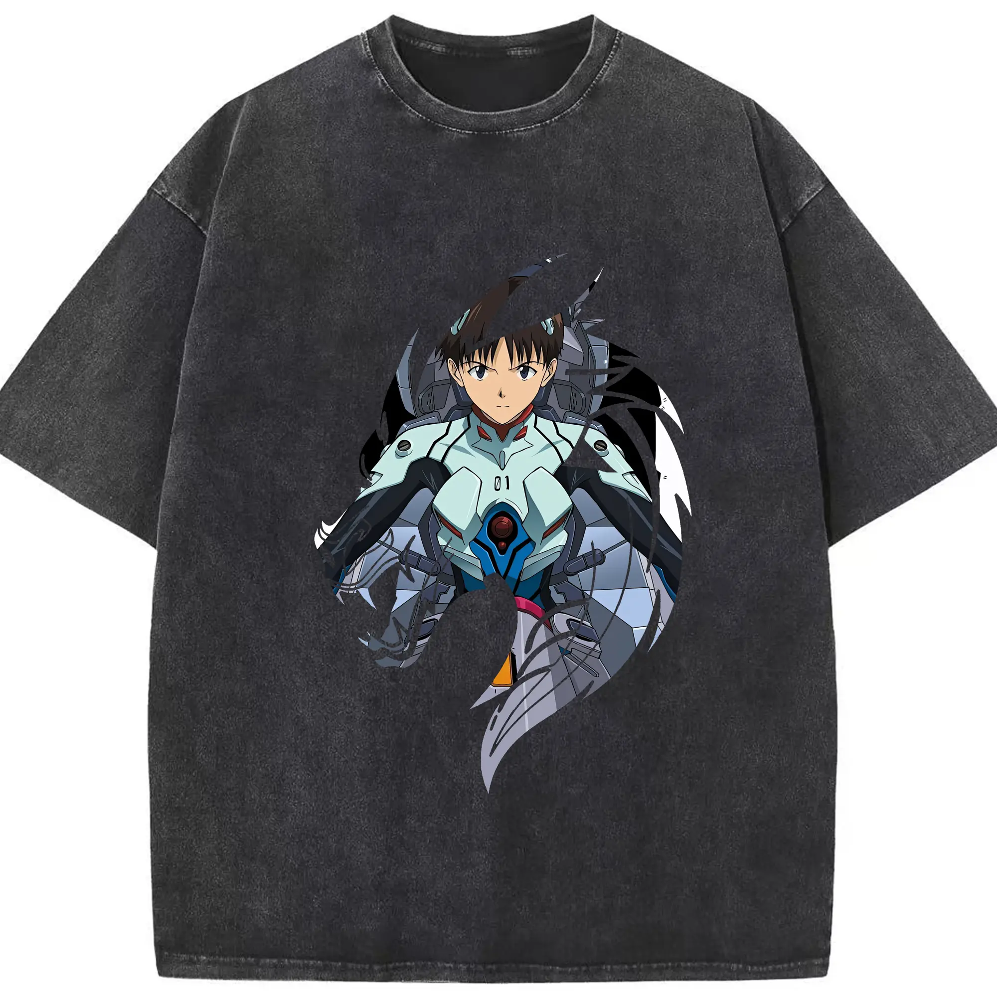 エヴァンゲリオン グッズ,碇シンジ - 綿100％ ヴィンテージ風 半袖Tシャツ ・ フロントプリント ・ 柔らか肌触り ・ 通気性 快適 ・ スポーツ カジュアル 外出用