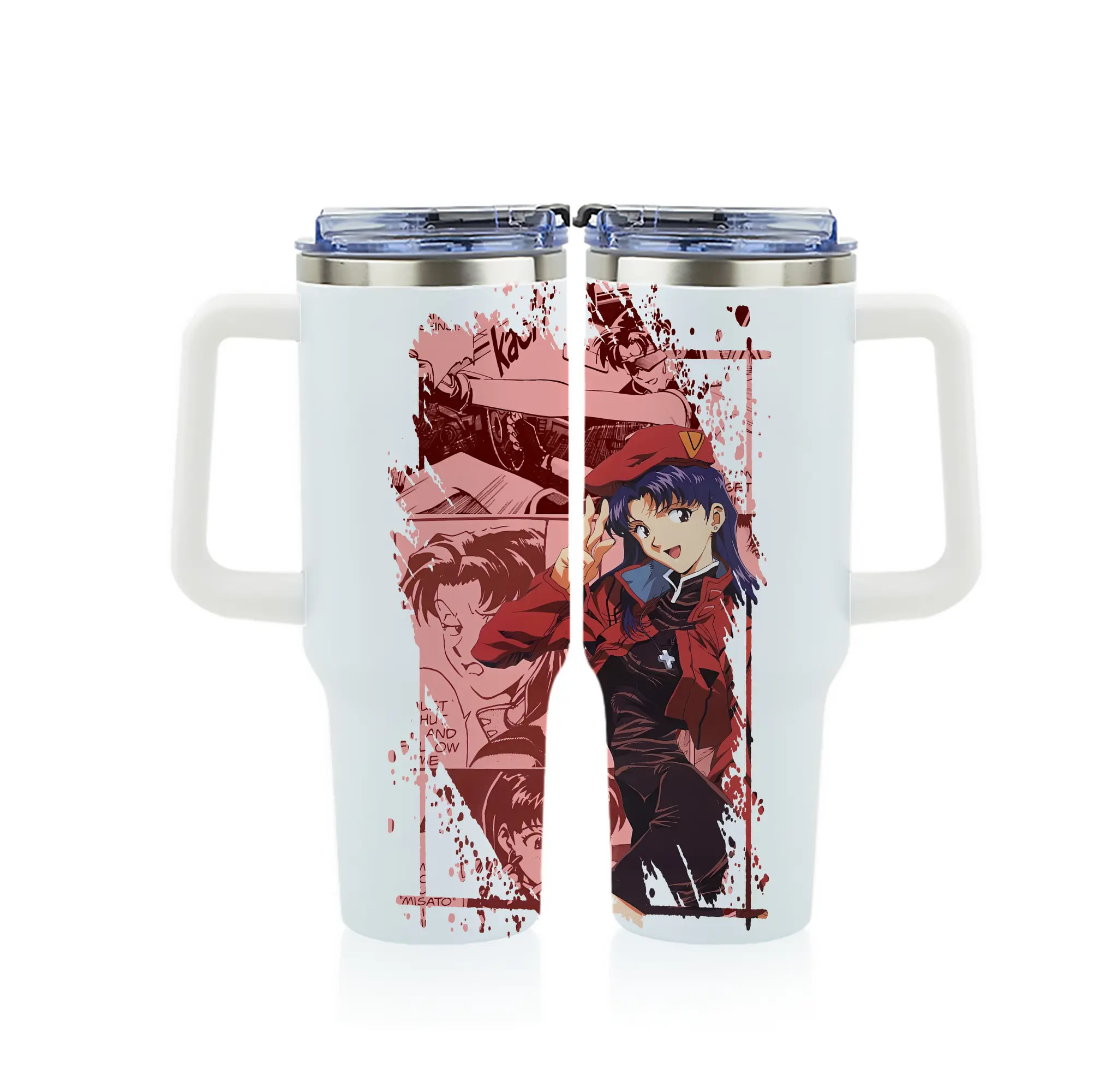 エヴァンゲリオン グッズ,葛城ミサト - 1200mL フルプリント車用タンブラー ・ 304ステンレス 内側 ・ 201ステンレス 外側 ・ 保温 保冷 ・ 通勤 ドライブ アウトドア用