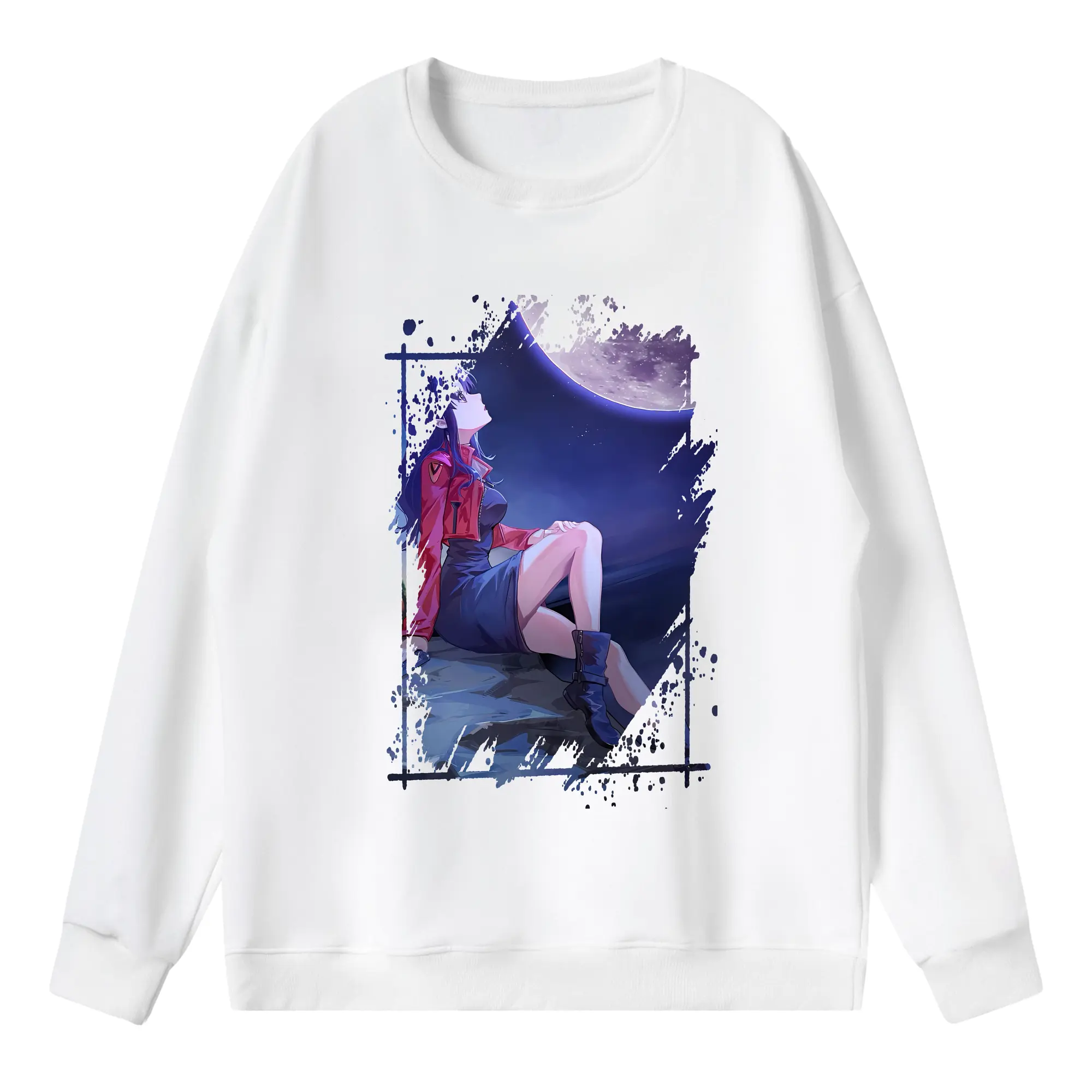 エヴァンゲリオン グッズ,葛城ミサト - 薄手 クルーネック スウェット 裏毛260g · ポリエステル 春秋向け カジュアル 男女兼用 · トレーナー デイリー スポーツ 散歩に最適