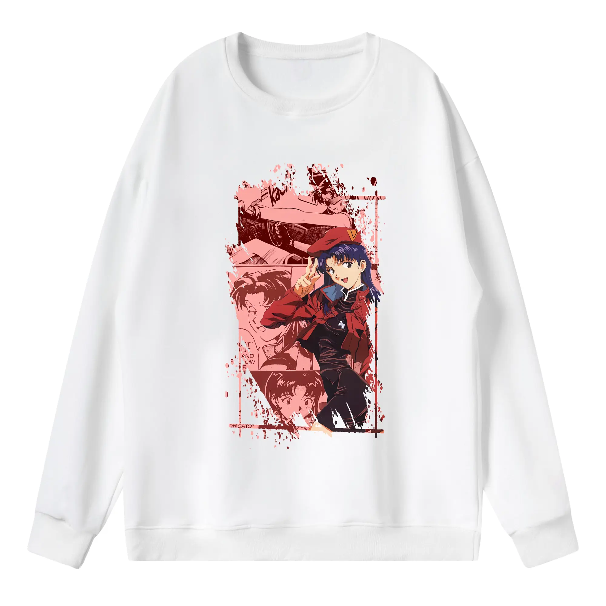 エヴァンゲリオン グッズ,葛城ミサト - 薄手 クルーネック スウェット 裏毛260g · ポリエステル 春秋向け カジュアル 男女兼用 · トレーナー デイリー スポーツ 散歩に最適