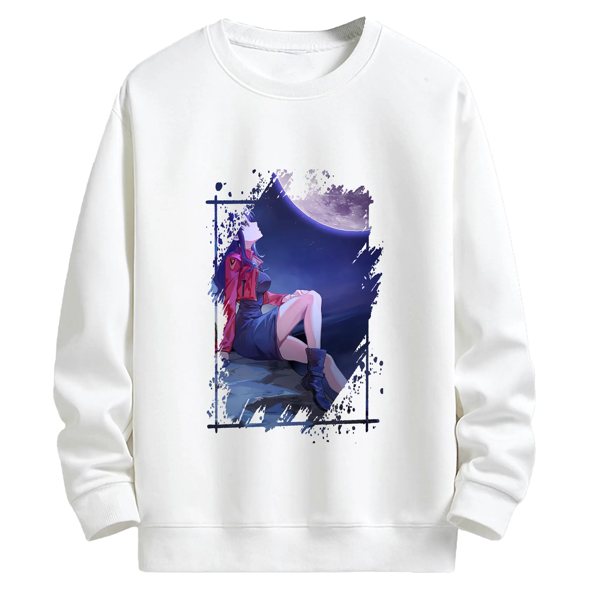 エヴァンゲリオン グッズ,葛城ミサト - キッズ クルーネックスウェットシャツ ・ フロントプリント ・ 綿80％ ポリエステル20％ ・ 快適 通学 スポーツ 日常使い お散歩用