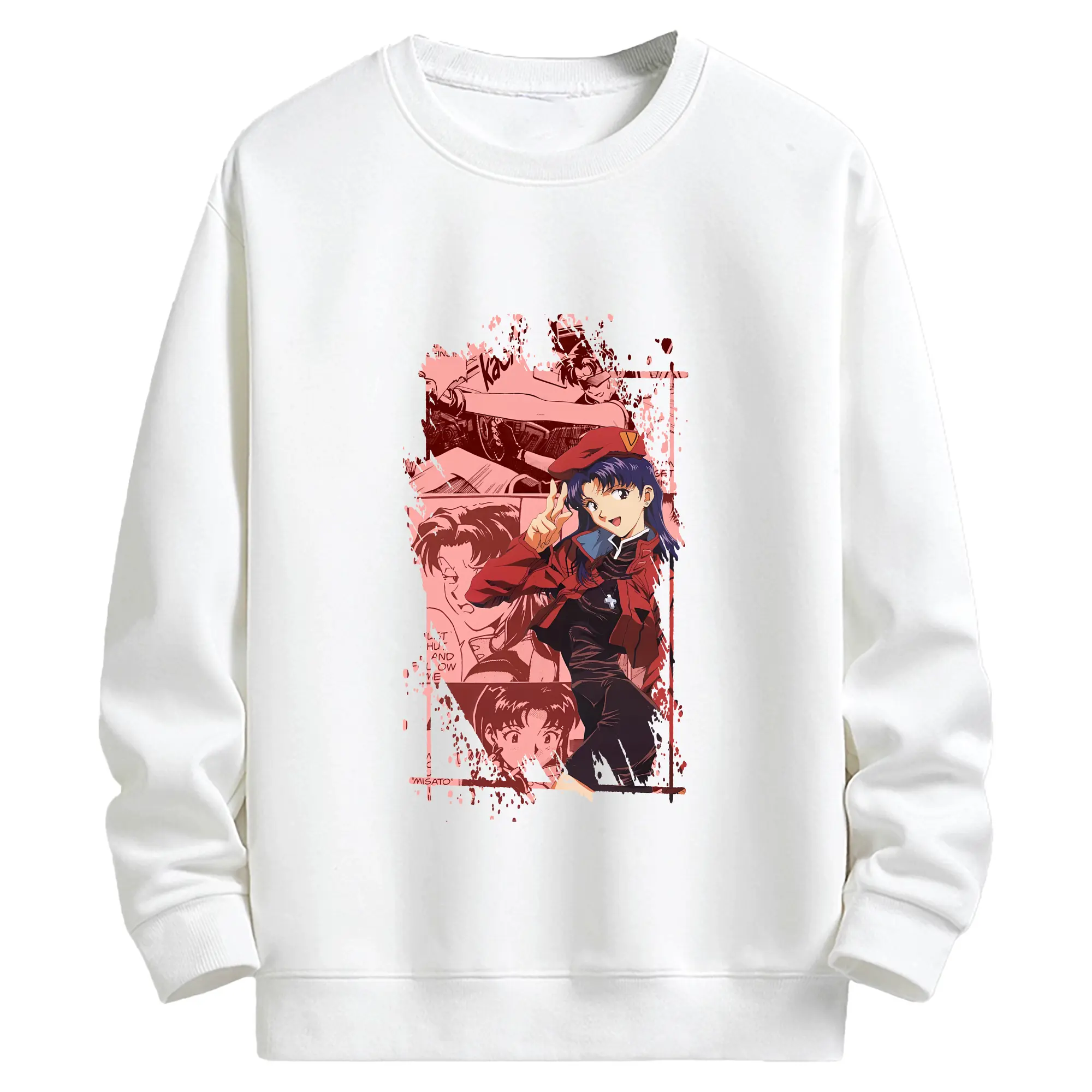 エヴァンゲリオン グッズ,葛城ミサト - キッズ クルーネックスウェットシャツ ・ フロントプリント ・ 綿80％ ポリエステル20％ ・ 快適 通学 スポーツ 日常使い お散歩用