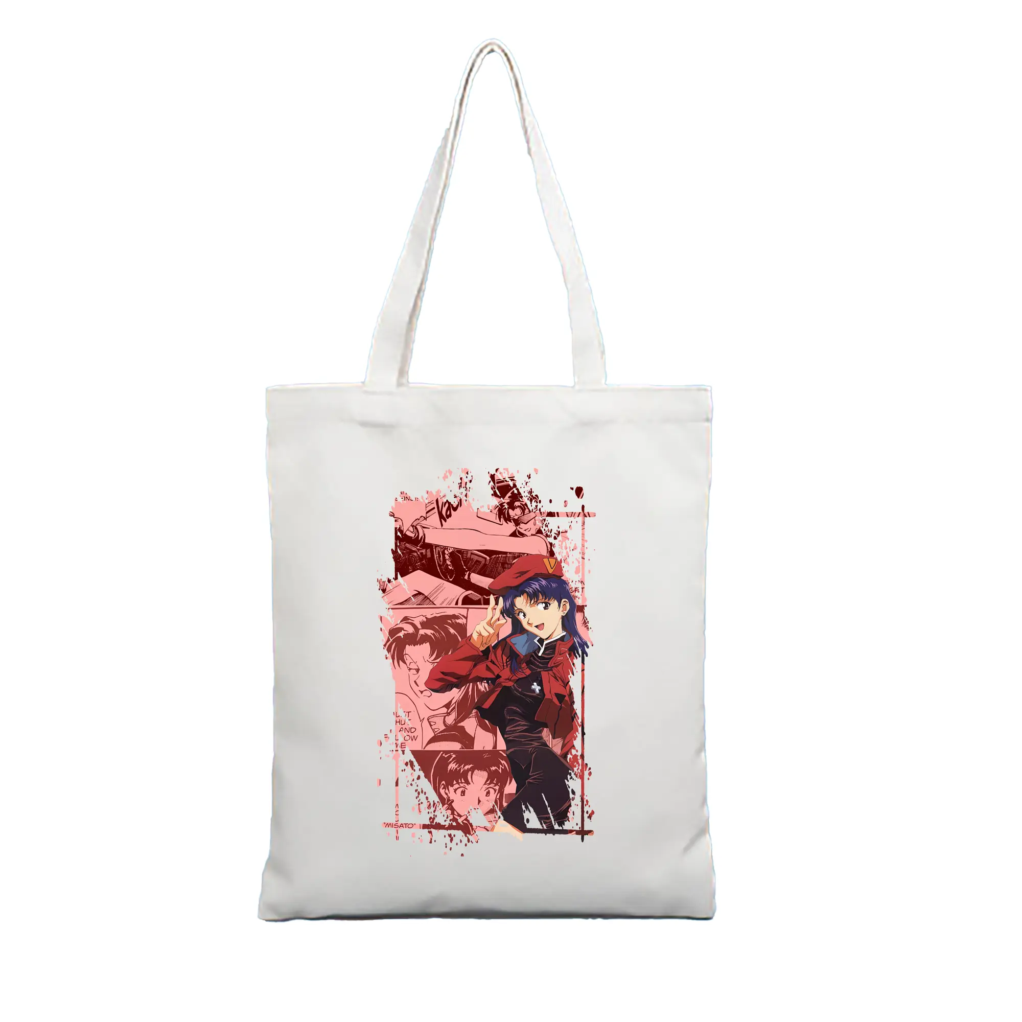 エヴァンゲリオン グッズ,葛城ミサト - 縦型キャンバス手提げバッグ（トートバッグ） ・ キャンバス素材 ・ ショッピング用 ・ 軽量 丈夫 お手入れ簡単
