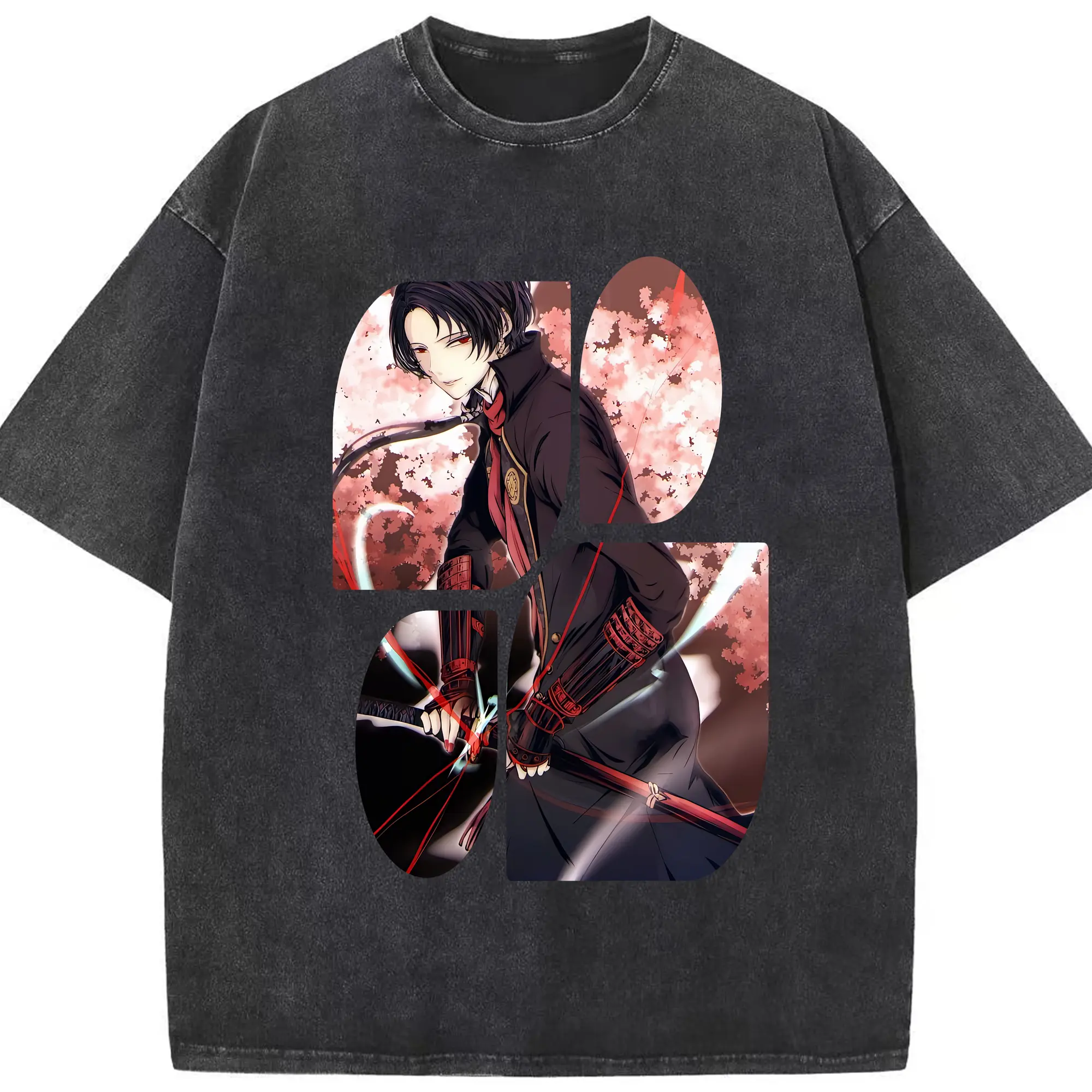 刀剣乱舞 グッズ,加州清光 - 綿100％ ヴィンテージ風 半袖Tシャツ ・ フロントプリント ・ 柔らか肌触り ・ 通気性 快適 ・ スポーツ カジュアル 外出用