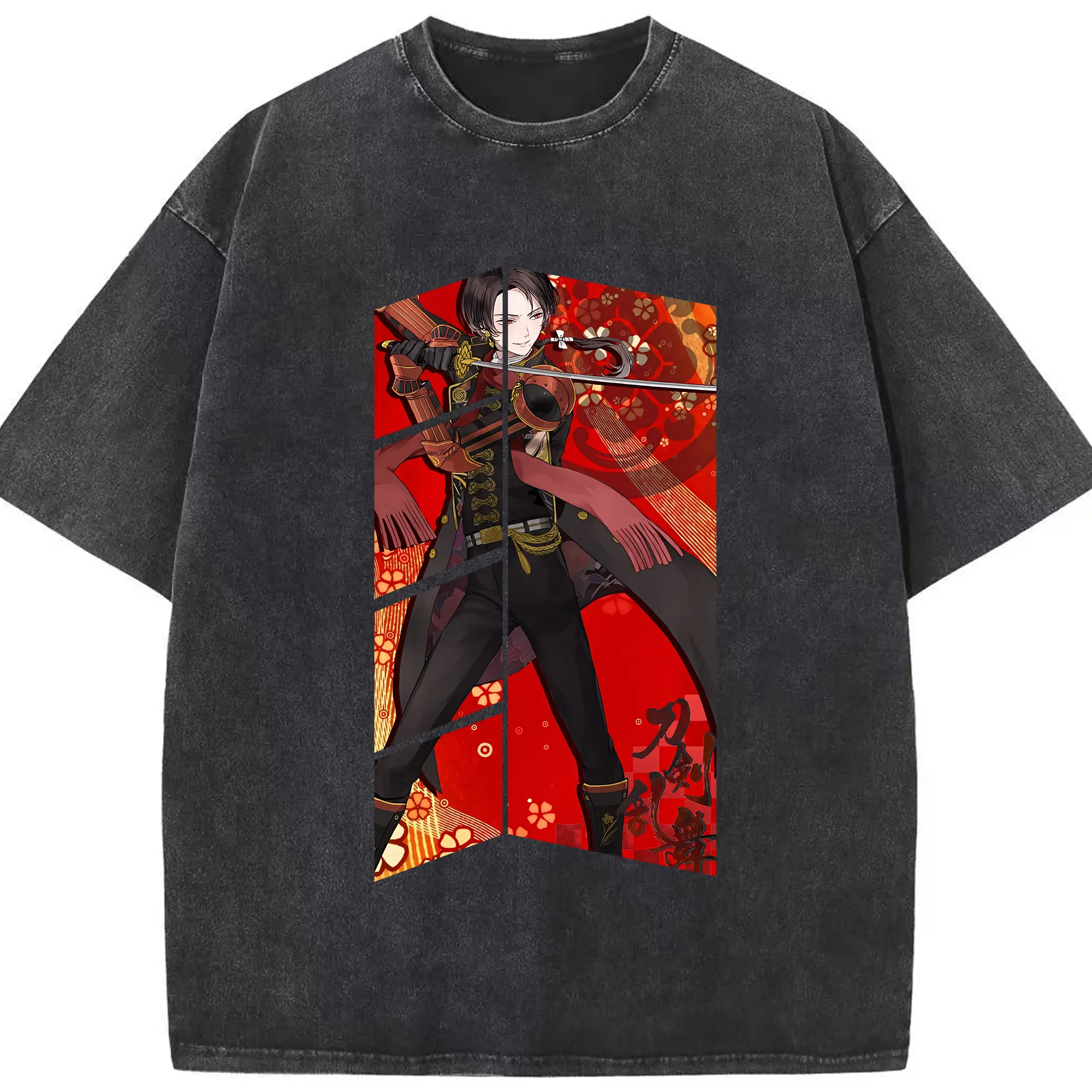 刀剣乱舞 グッズ,加州清光 - 綿100％ ヴィンテージ風 半袖Tシャツ ・ フロントプリント ・ 柔らか肌触り ・ 通気性 快適 ・ スポーツ カジュアル 外出用