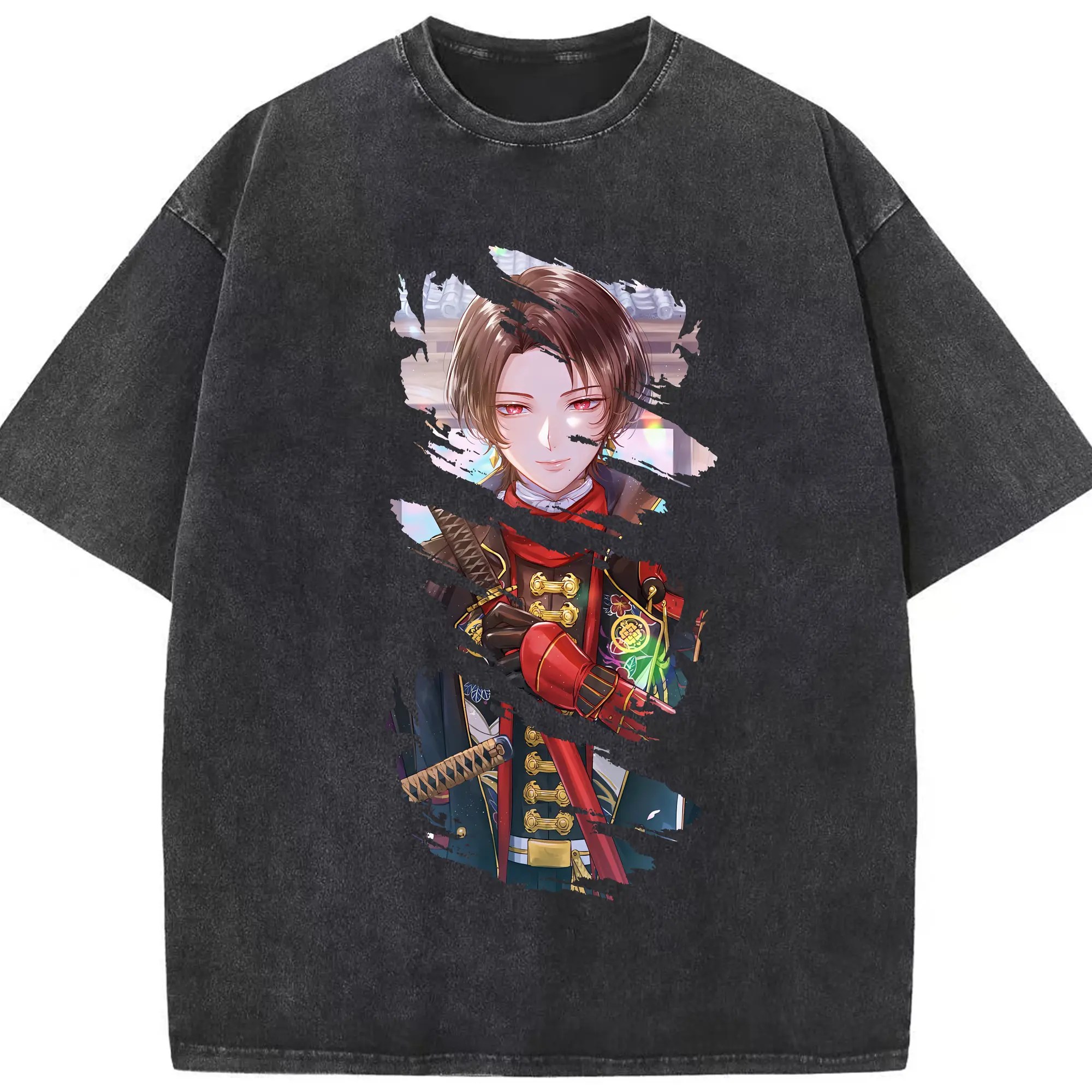 刀剣乱舞 グッズ,加州清光 - 綿100％ ヴィンテージ風 半袖Tシャツ ・ フロントプリント ・ 柔らか肌触り ・ 通気性 快適 ・ スポーツ カジュアル 外出用