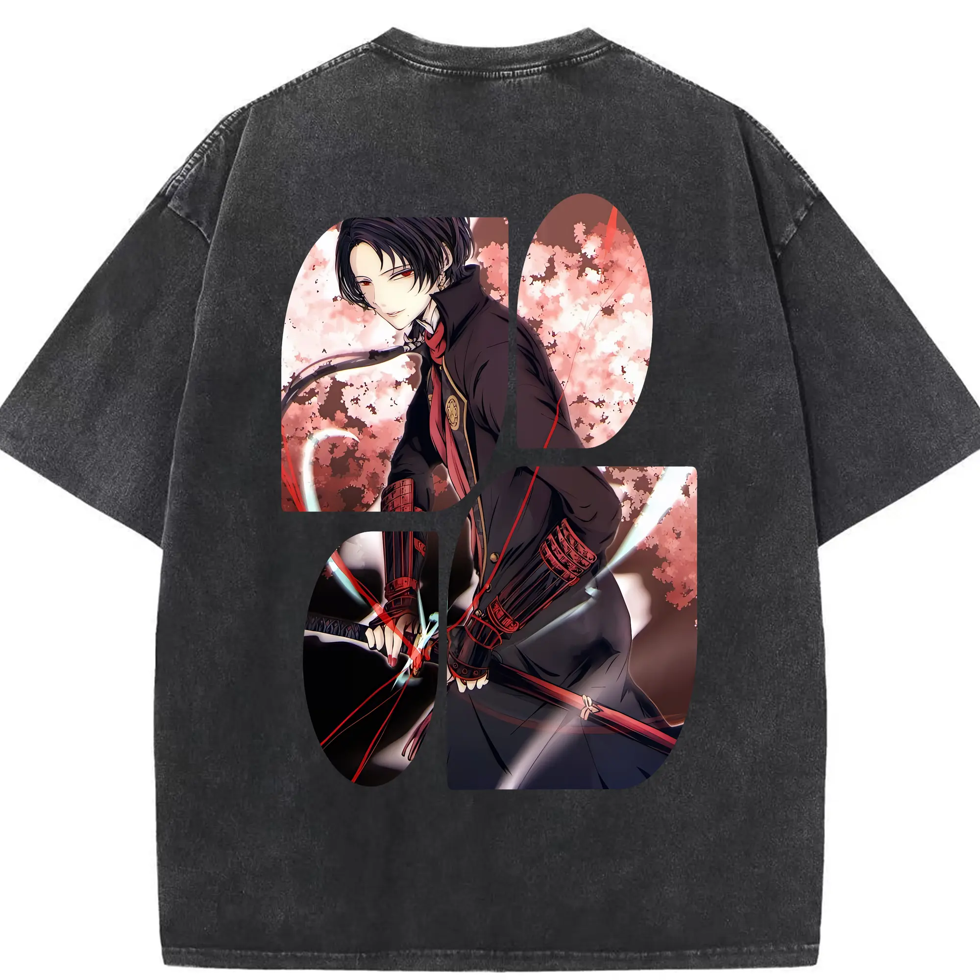 刀剣乱舞 グッズ,加州清光 - 綿100％ ヴィンテージ風 半袖Tシャツ ・ 背面プリント ・ 柔らか肌触り ・ 通気性 快適 ・ スポーツ カジュアル 外出用
