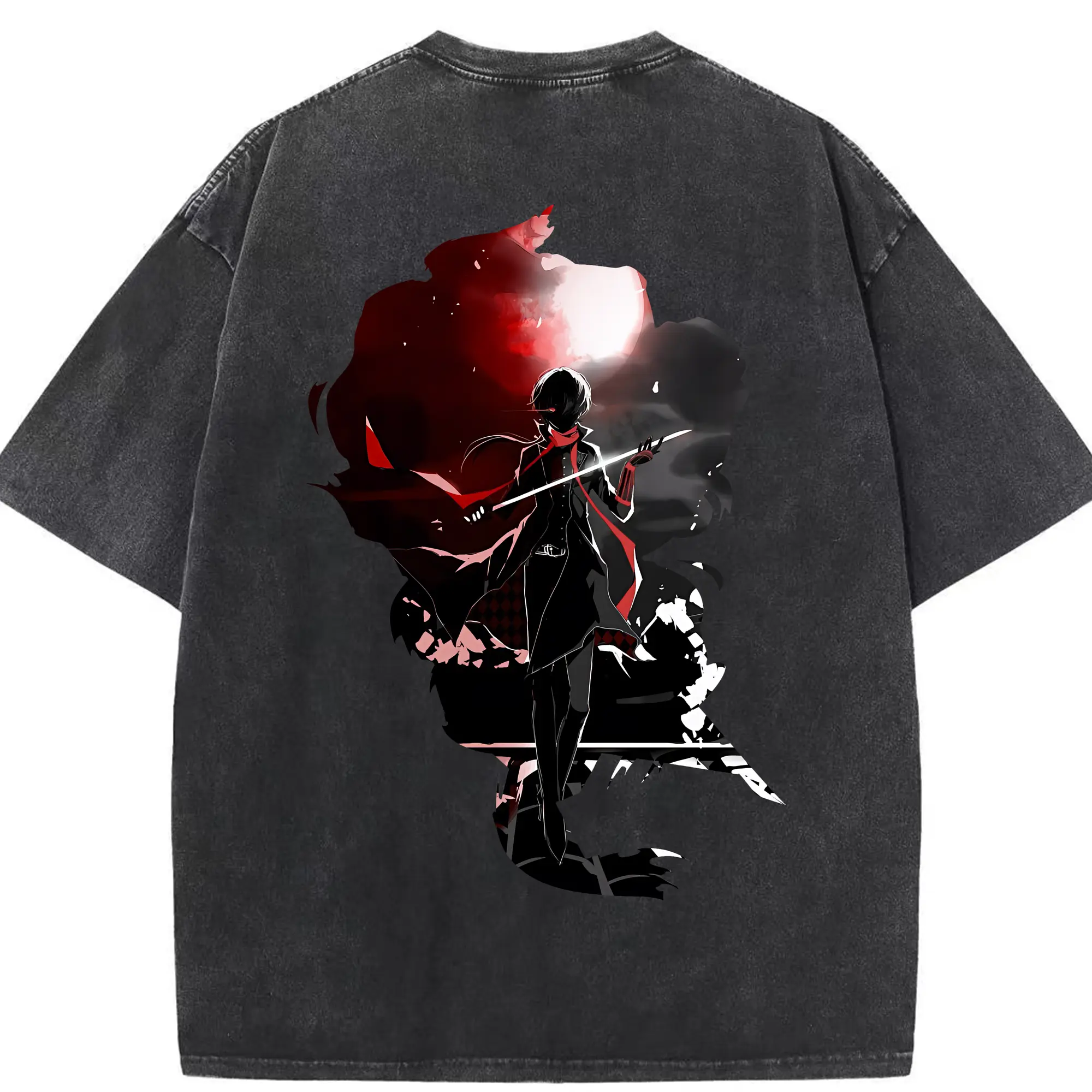 刀剣乱舞 グッズ,加州清光 - 綿100％ ヴィンテージ風 半袖Tシャツ ・ 背面プリント ・ 柔らか肌触り ・ 通気性 快適 ・ スポーツ カジュアル 外出用