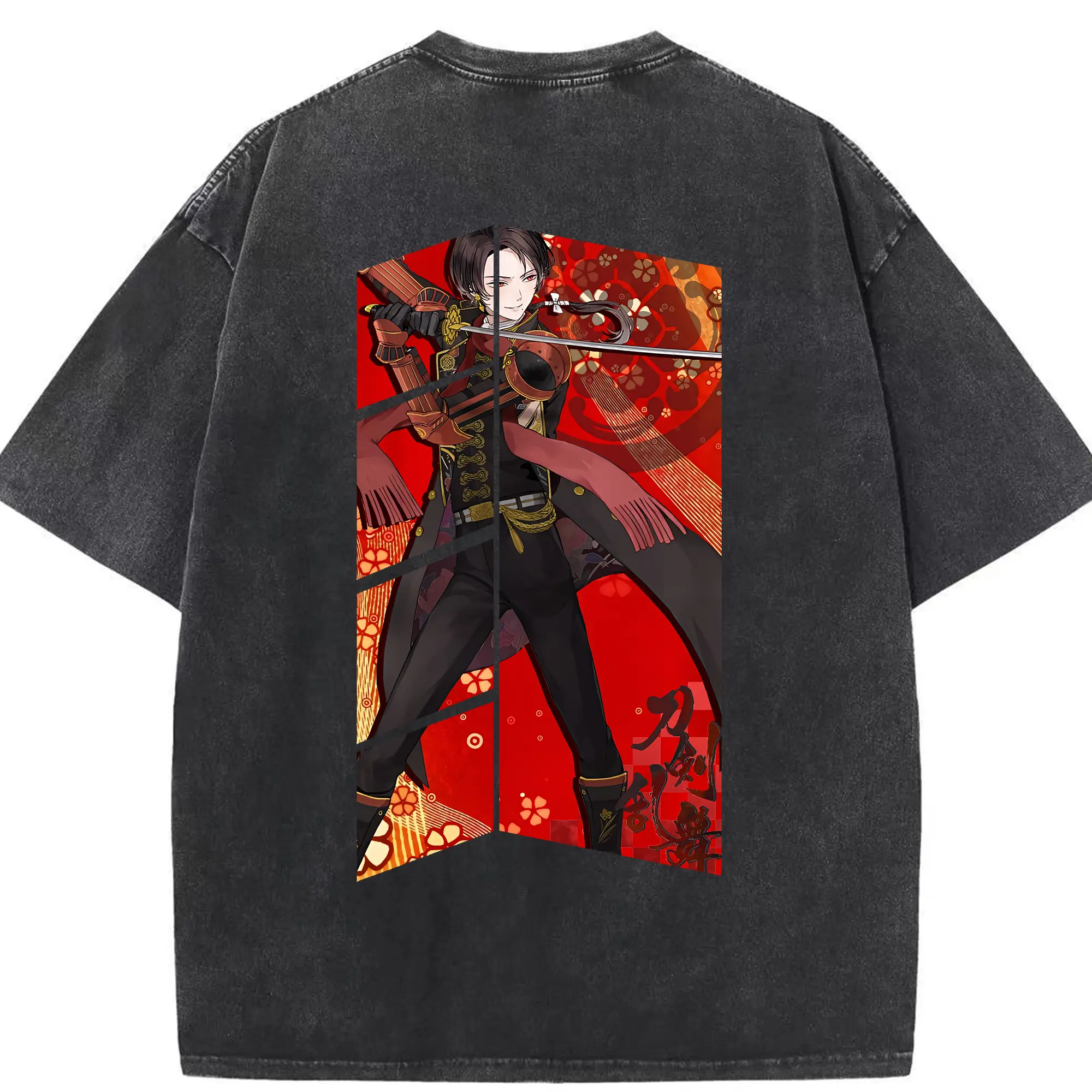 刀剣乱舞 グッズ,加州清光 - 綿100％ ヴィンテージ風 半袖Tシャツ ・ 背面プリント ・ 柔らか肌触り ・ 通気性 快適 ・ スポーツ カジュアル 外出用