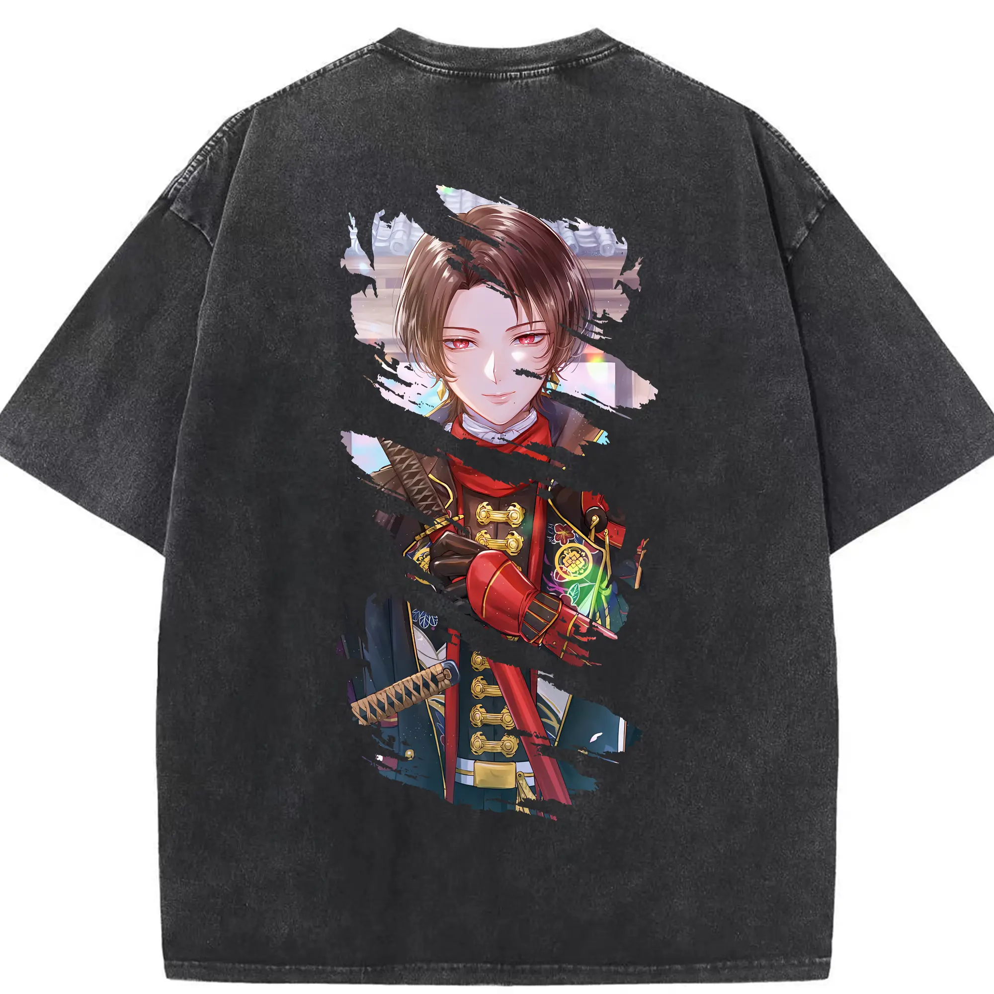刀剣乱舞 グッズ,加州清光 - 綿100％ ヴィンテージ風 半袖Tシャツ ・ 背面プリント ・ 柔らか肌触り ・ 通気性 快適 ・ スポーツ カジュアル 外出用