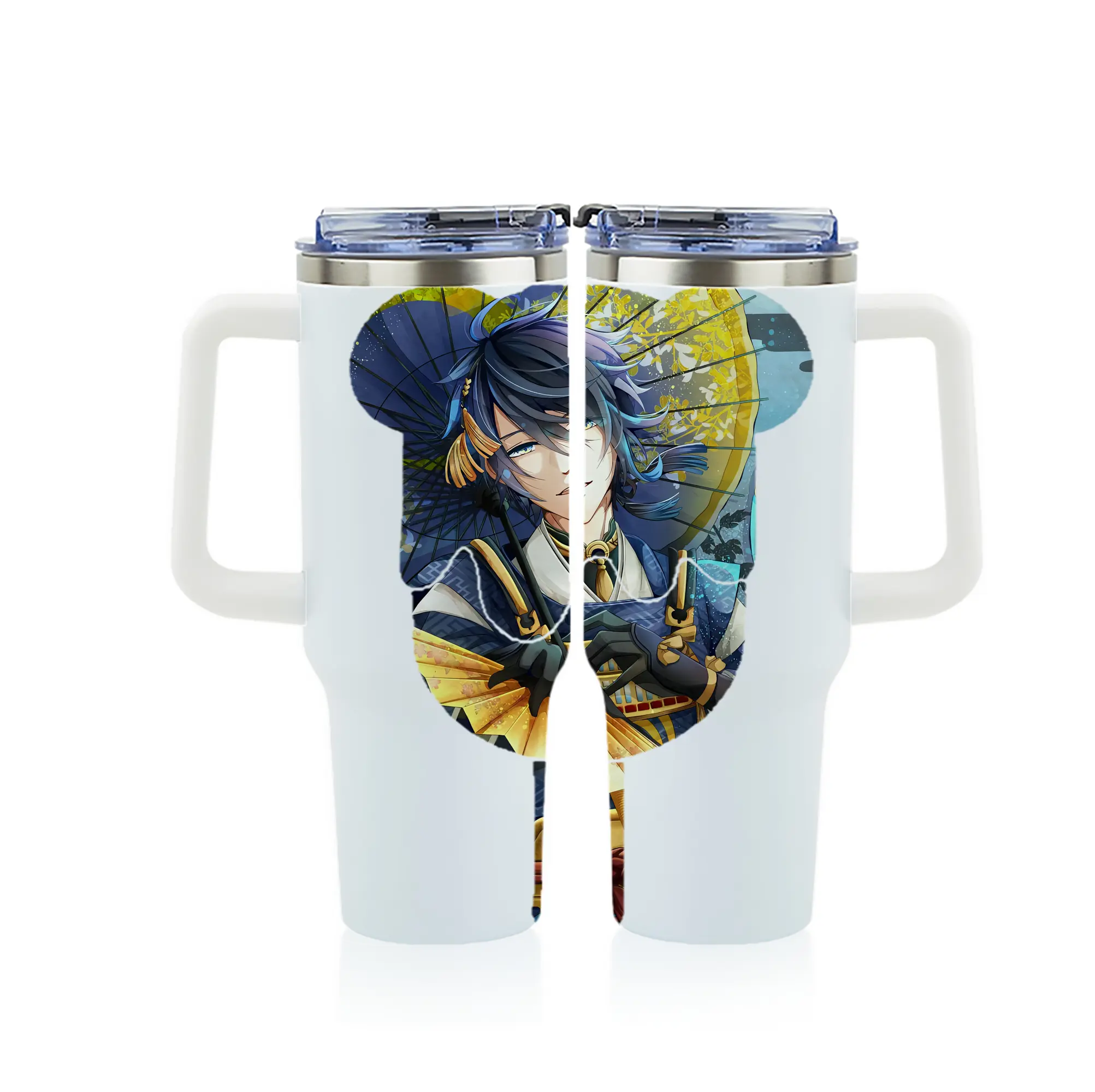 刀剣乱舞 グッズ,三日月宗近 - 1200mL フルプリント車用タンブラー ・ 304ステンレス 内側 ・ 201ステンレス 外側 ・ 保温 保冷 ・ 通勤 ドライブ アウトドア用