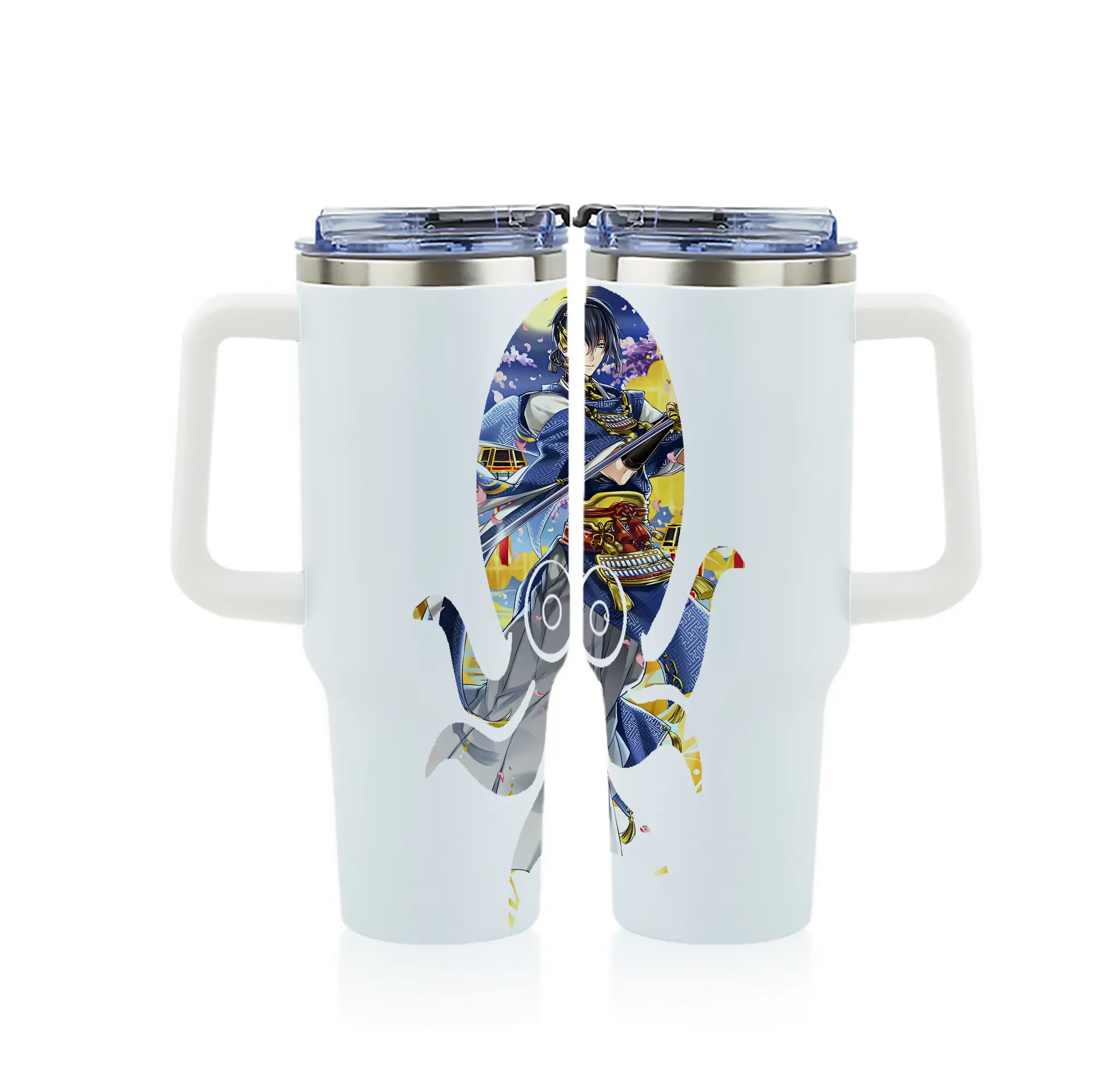 刀剣乱舞 グッズ,三日月宗近 - 1200mL フルプリント車用タンブラー ・ 304ステンレス 内側 ・ 201ステンレス 外側 ・ 保温 保冷 ・ 通勤 ドライブ アウトドア用