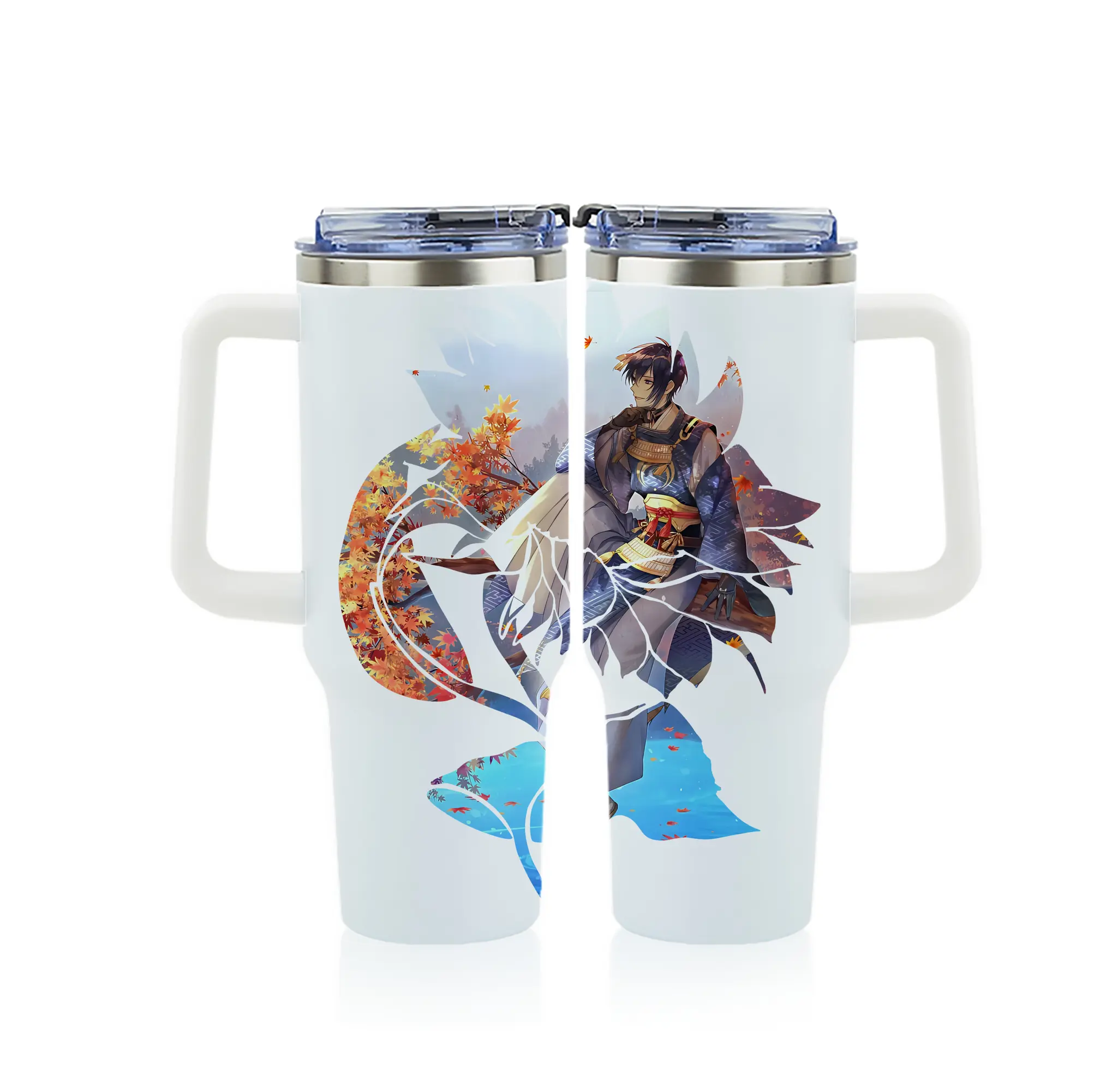 刀剣乱舞 グッズ,三日月宗近 - 1200mL フルプリント車用タンブラー ・ 304ステンレス 内側 ・ 201ステンレス 外側 ・ 保温 保冷 ・ 通勤 ドライブ アウトドア用