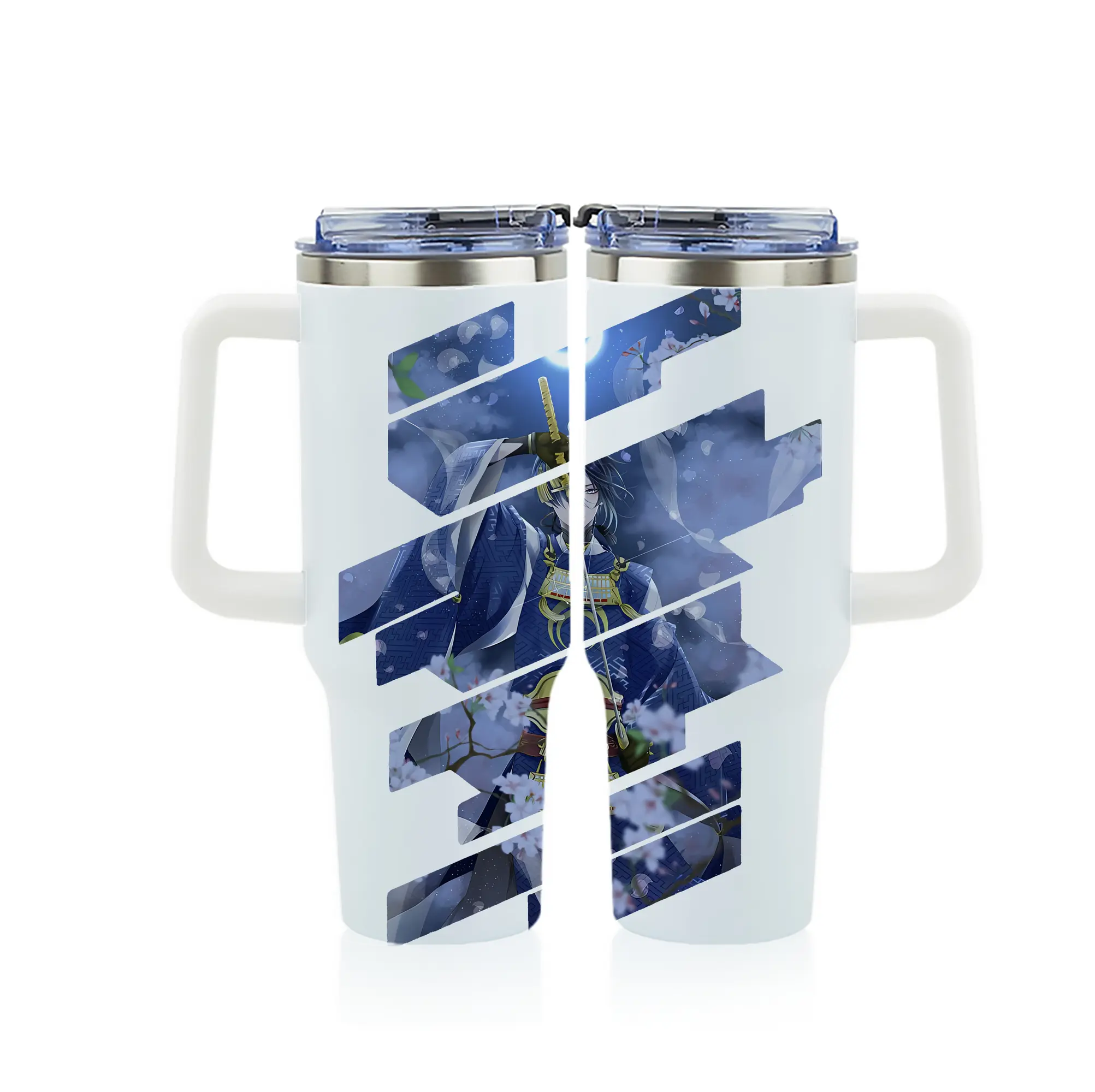 刀剣乱舞 グッズ,三日月宗近 - 1200mL フルプリント車用タンブラー ・ 304ステンレス 内側 ・ 201ステンレス 外側 ・ 保温 保冷 ・ 通勤 ドライブ アウトドア用