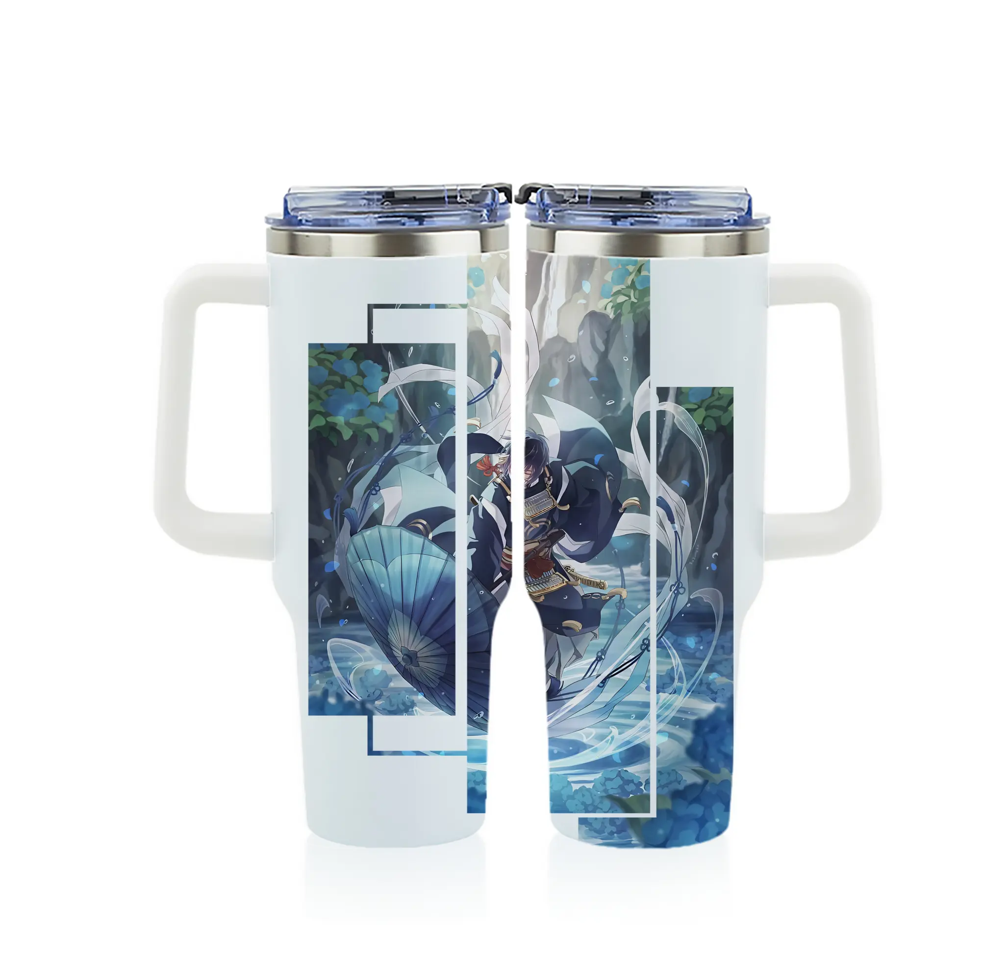 刀剣乱舞 グッズ,三日月宗近 - 1200mL フルプリント車用タンブラー ・ 304ステンレス 内側 ・ 201ステンレス 外側 ・ 保温 保冷 ・ 通勤 ドライブ アウトドア用