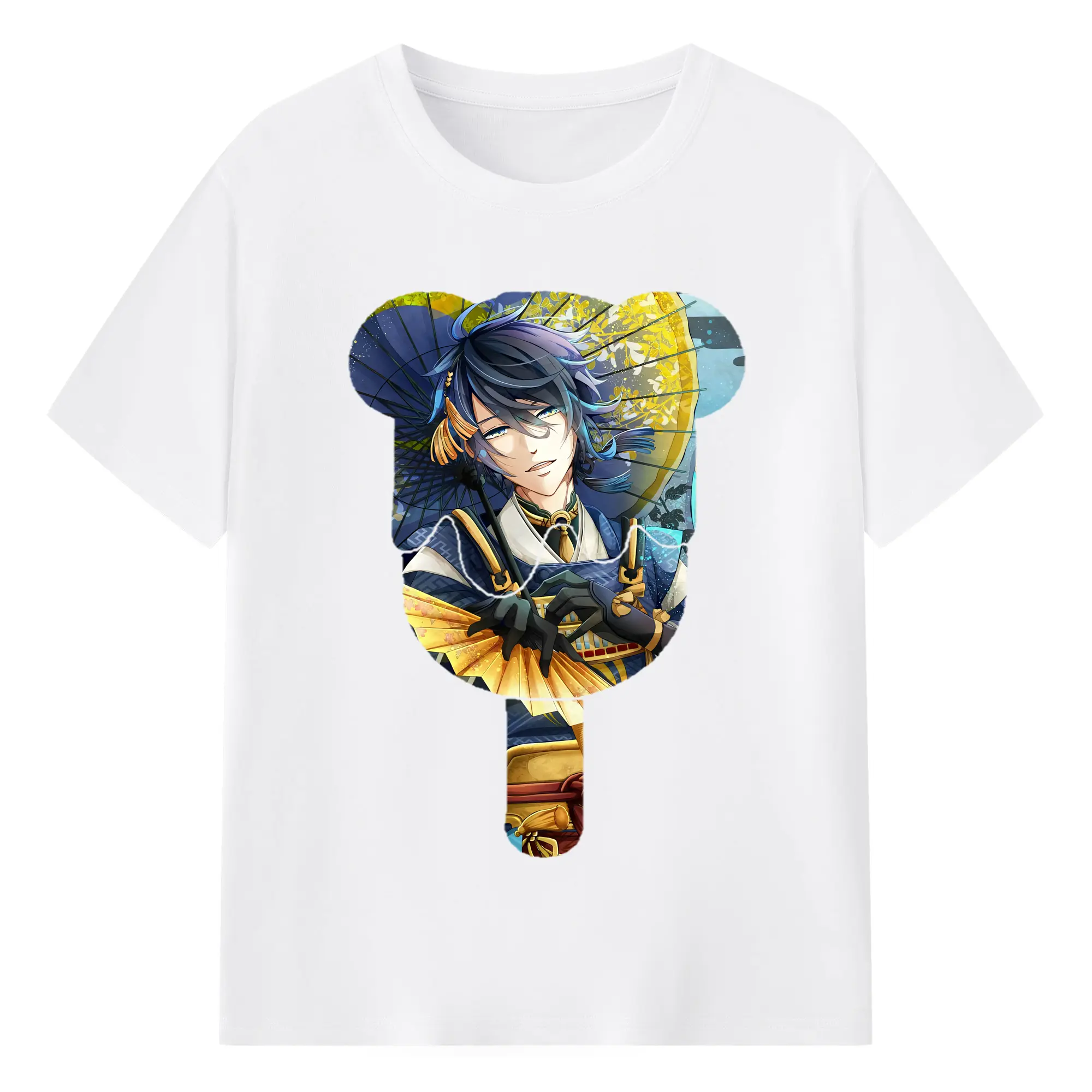 刀剣乱舞 グッズ,三日月宗近 - 綿100％ 半袖Tシャツ ・ フロントプリント ・ 快適 通気性 ・ 日常使い 散歩 スポーツ用