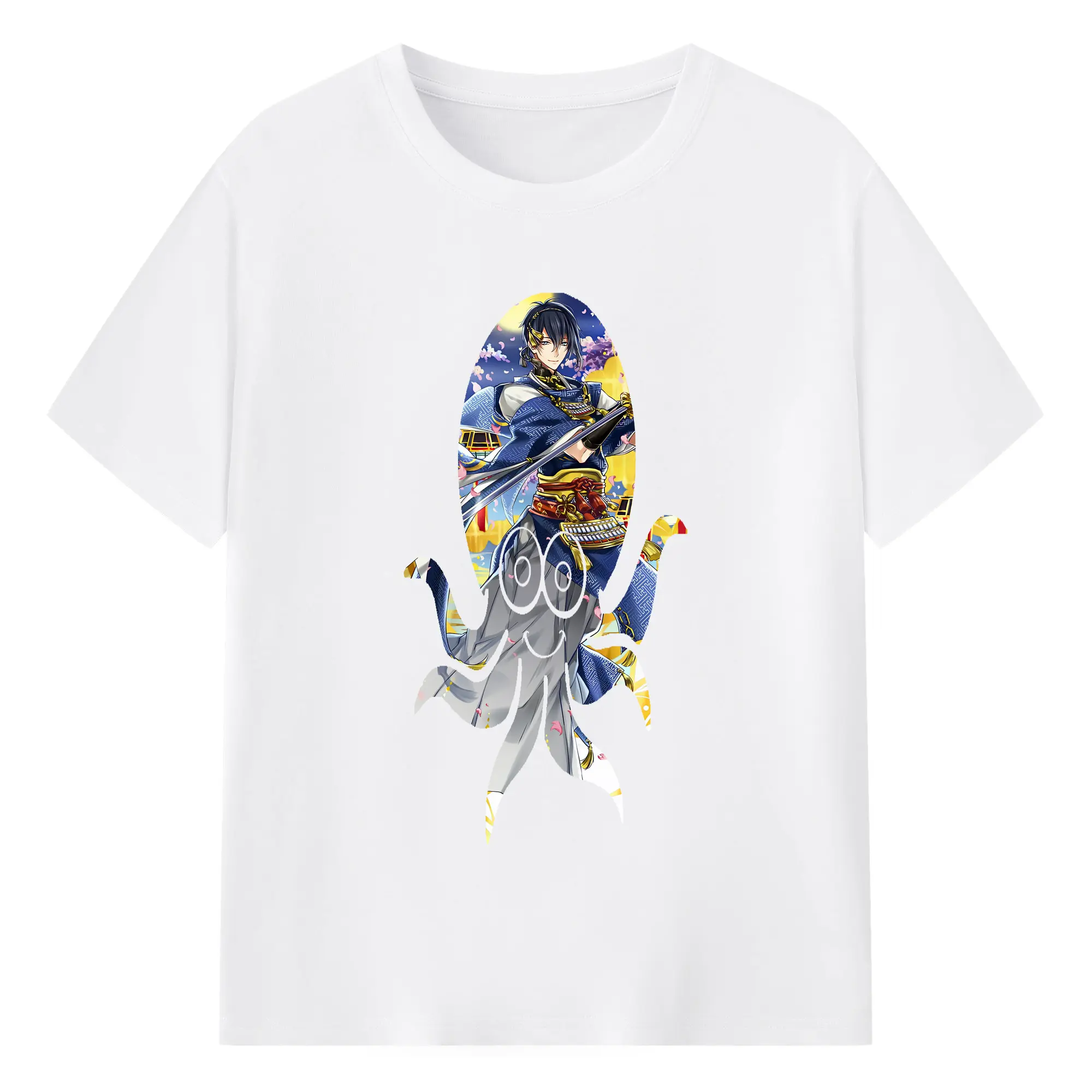 刀剣乱舞 グッズ,三日月宗近 - 綿100％ 半袖Tシャツ ・ フロントプリント ・ 快適 通気性 ・ 日常使い 散歩 スポーツ用