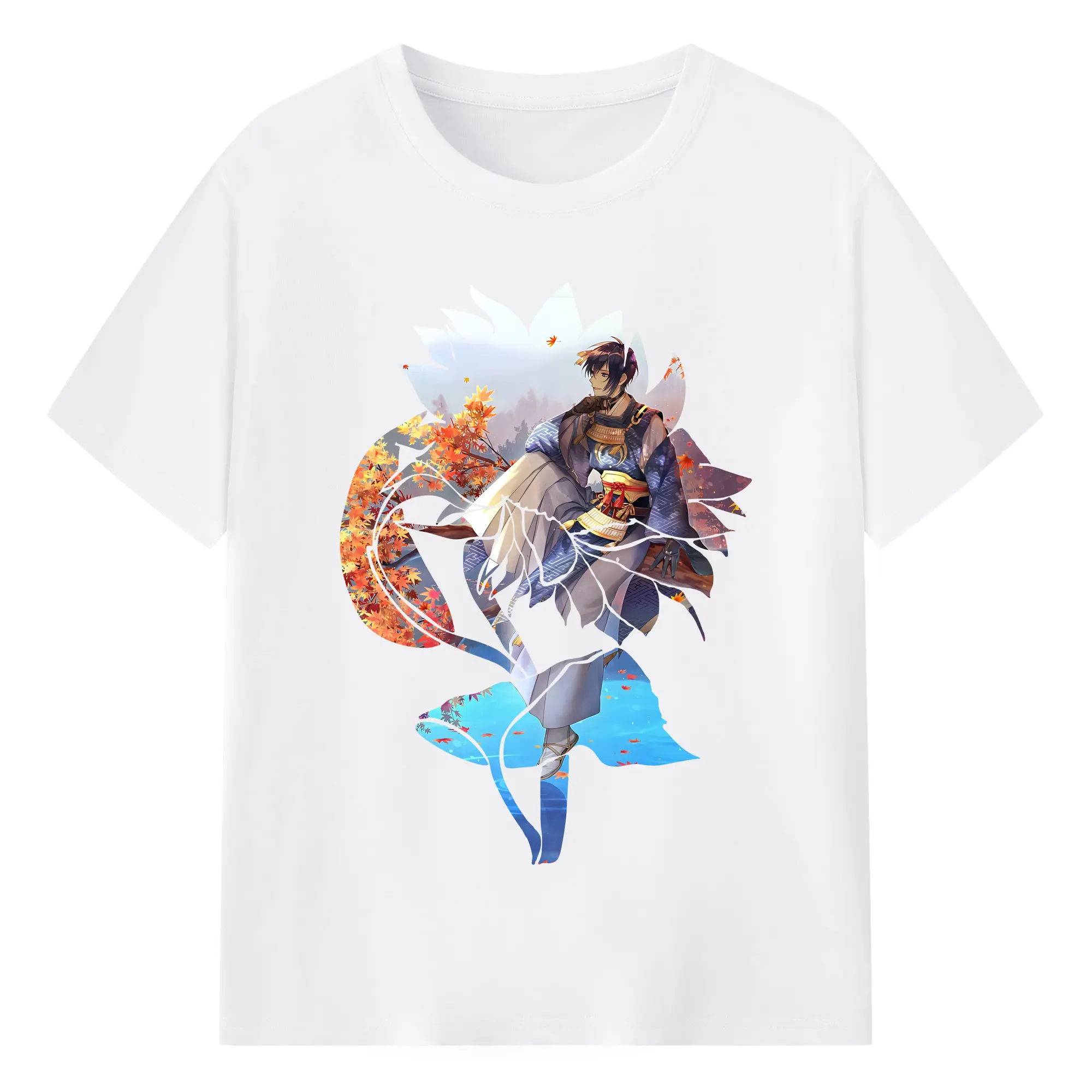 刀剣乱舞 グッズ,三日月宗近 - 綿100％ 半袖Tシャツ ・ フロントプリント ・ 快適 通気性 ・ 日常使い 散歩 スポーツ用