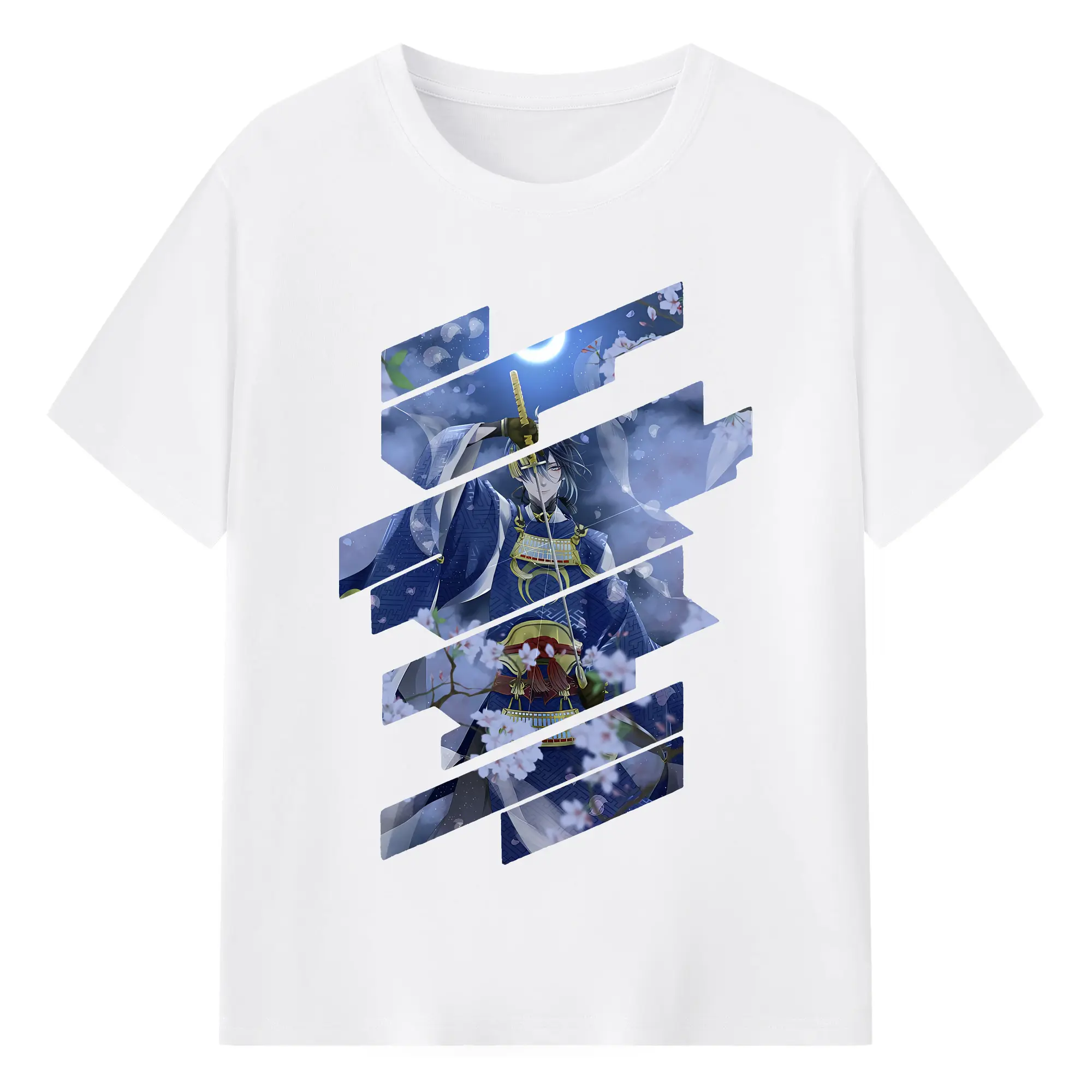 刀剣乱舞 グッズ,三日月宗近 - 綿100％ 半袖Tシャツ ・ フロントプリント ・ 快適 通気性 ・ 日常使い 散歩 スポーツ用