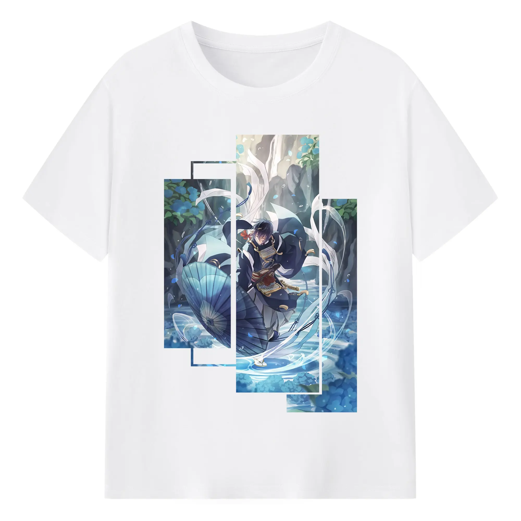 刀剣乱舞 グッズ,三日月宗近 - 綿100％ 半袖Tシャツ ・ フロントプリント ・ 快適 通気性 ・ 日常使い 散歩 スポーツ用