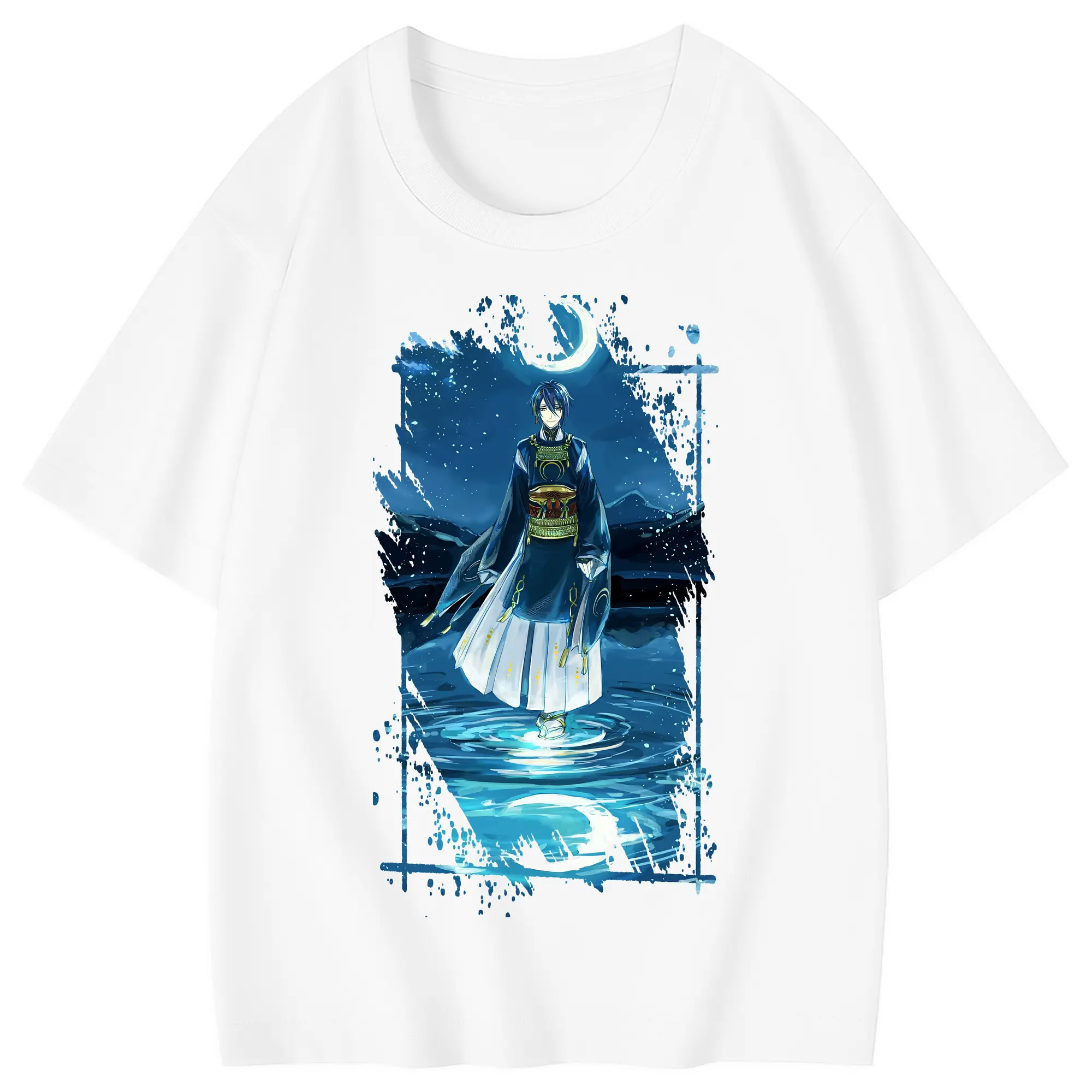 刀剣乱舞 グッズ,三日月宗近 - 綿100％ キッズTシャツ ・ フロントプリント ・ 快適 通気性 ・ スポーツ カジュアル 散歩用