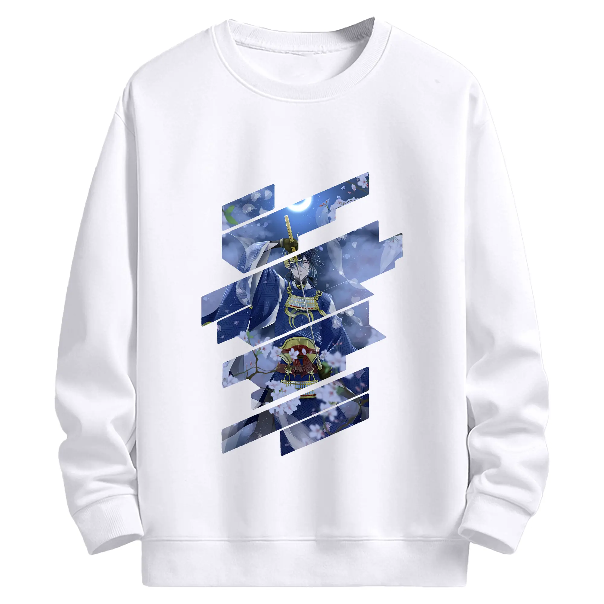 刀剣乱舞 グッズ,三日月宗近 - 高品質 クルーネック スウェット ・ コットン59％ ポリエステル41％ ・ ユニセックス 長袖 トレーナー ・ カジュアル デイリー スポーツ 散歩用