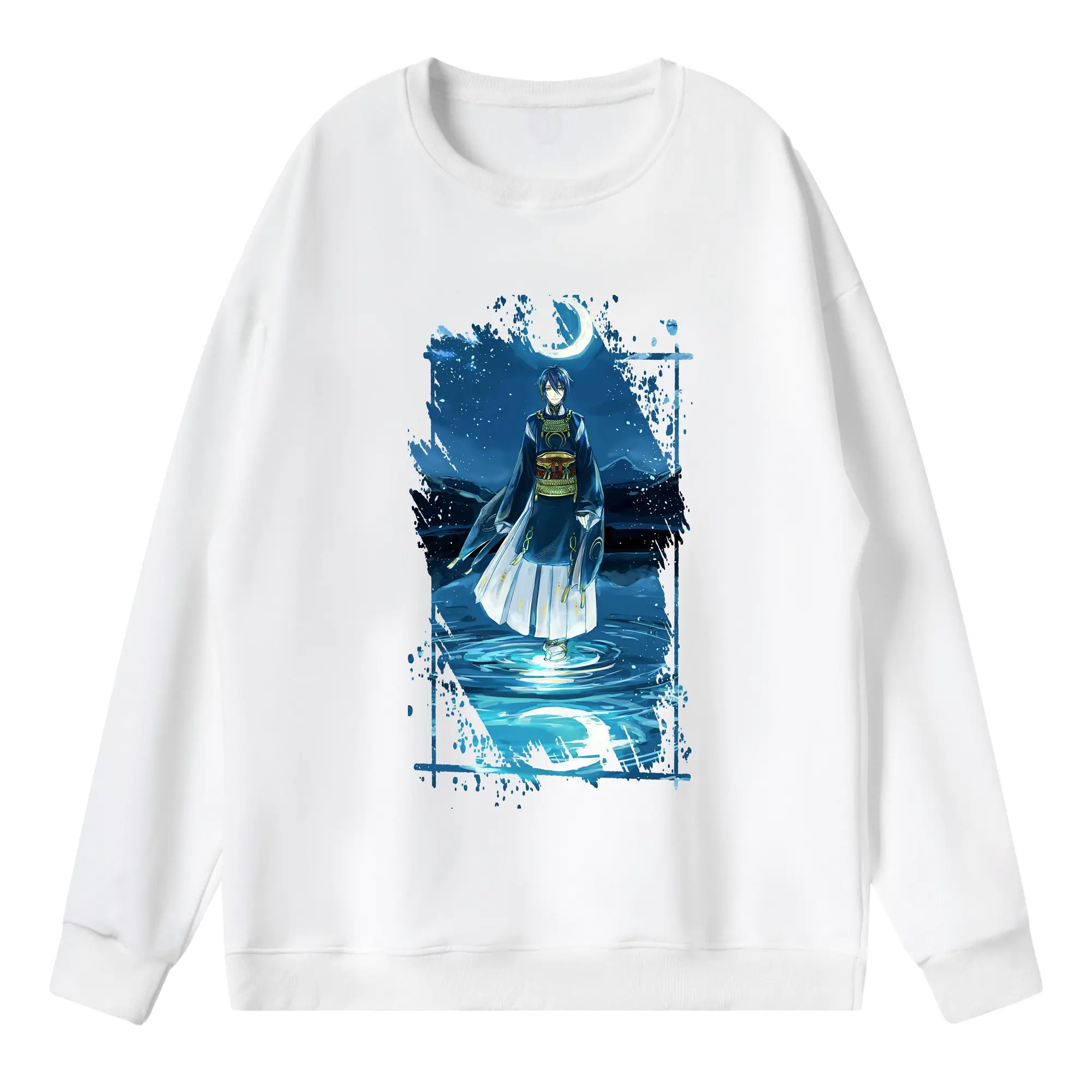 刀剣乱舞 グッズ,三日月宗近 - 薄手 クルーネック スウェット 裏毛260g · ポリエステル 春秋向け カジュアル 男女兼用 · トレーナー デイリー スポーツ 散歩に最適