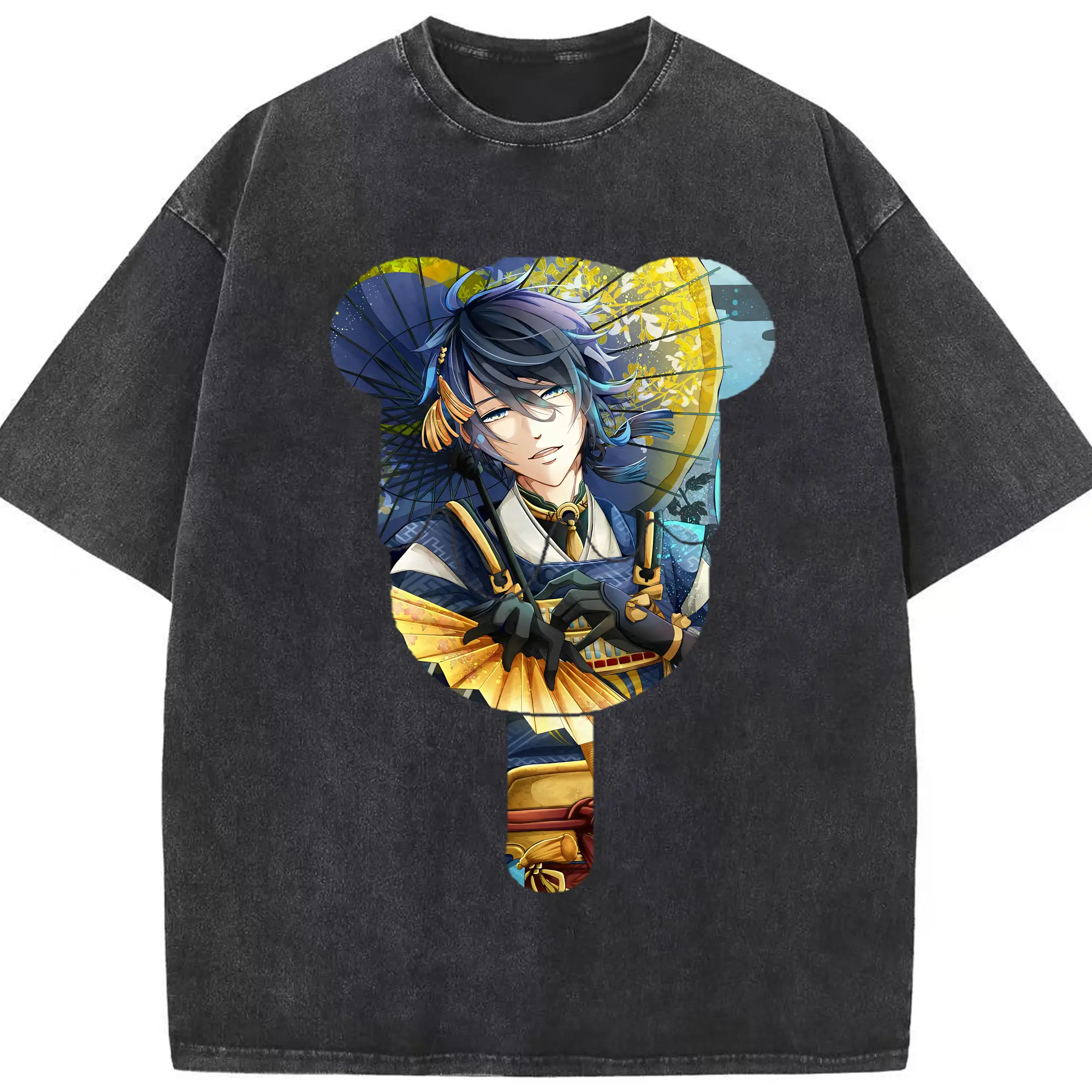 刀剣乱舞 グッズ,三日月宗近 - 綿100％ ヴィンテージ風 半袖Tシャツ ・ フロントプリント ・ 柔らか肌触り ・ 通気性 快適 ・ スポーツ カジュアル 外出用