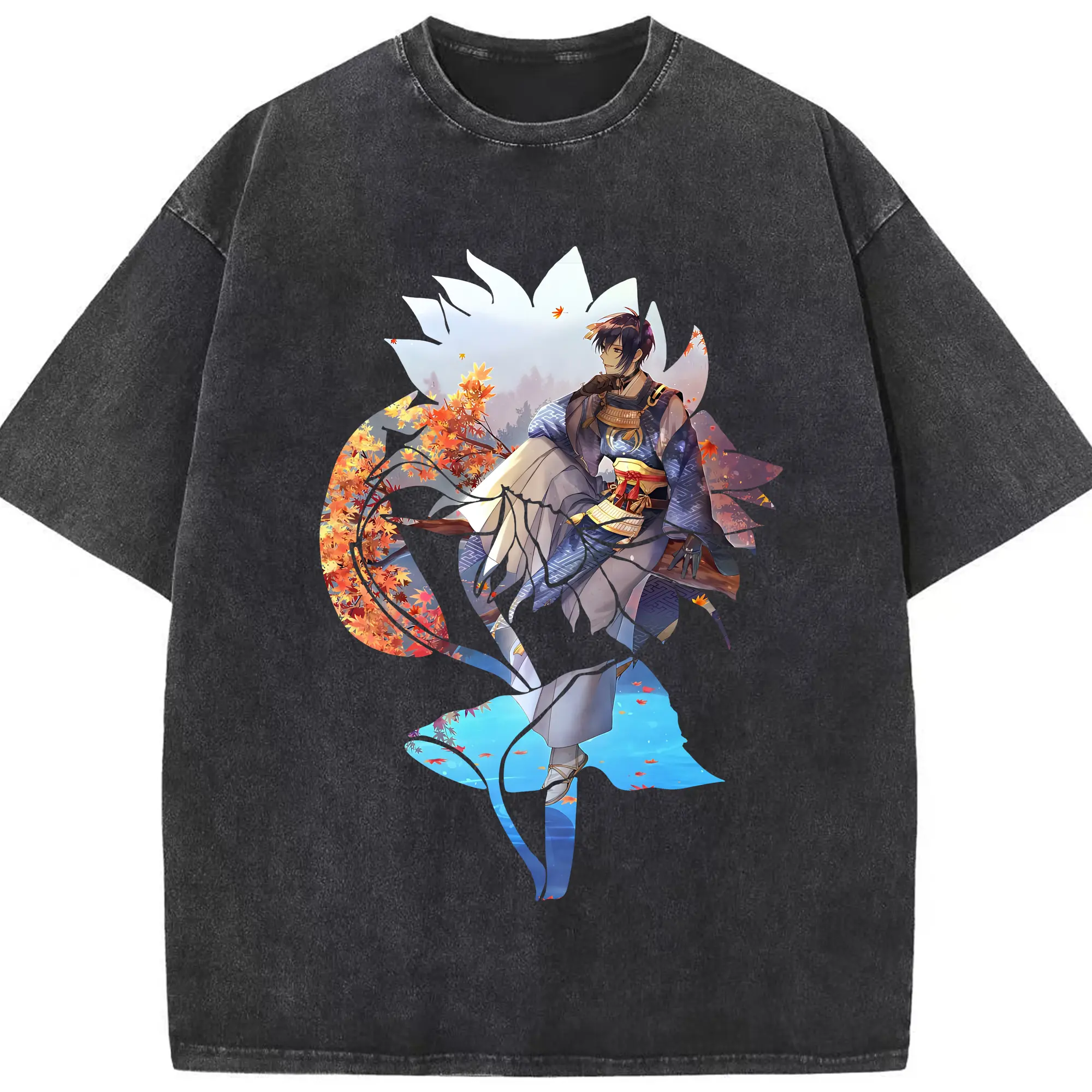 刀剣乱舞 グッズ,三日月宗近 - 綿100％ ヴィンテージ風 半袖Tシャツ ・ フロントプリント ・ 柔らか肌触り ・ 通気性 快適 ・ スポーツ カジュアル 外出用