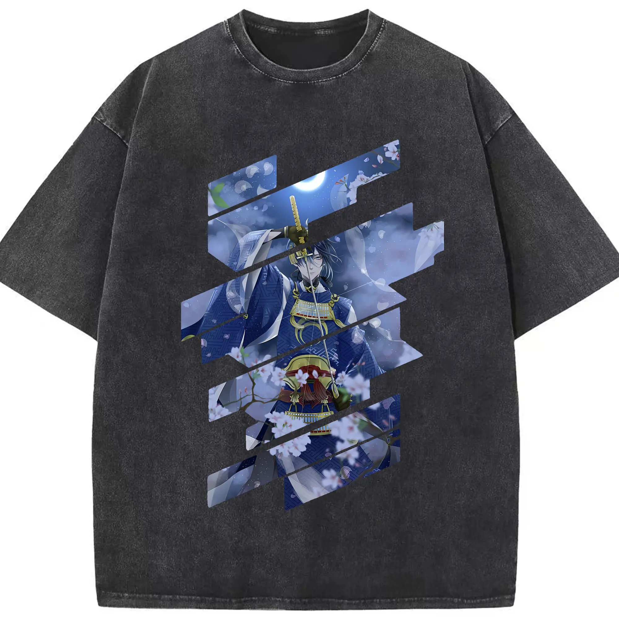 刀剣乱舞 グッズ,三日月宗近 - 綿100％ ヴィンテージ風 半袖Tシャツ ・ フロントプリント ・ 柔らか肌触り ・ 通気性 快適 ・ スポーツ カジュアル 外出用