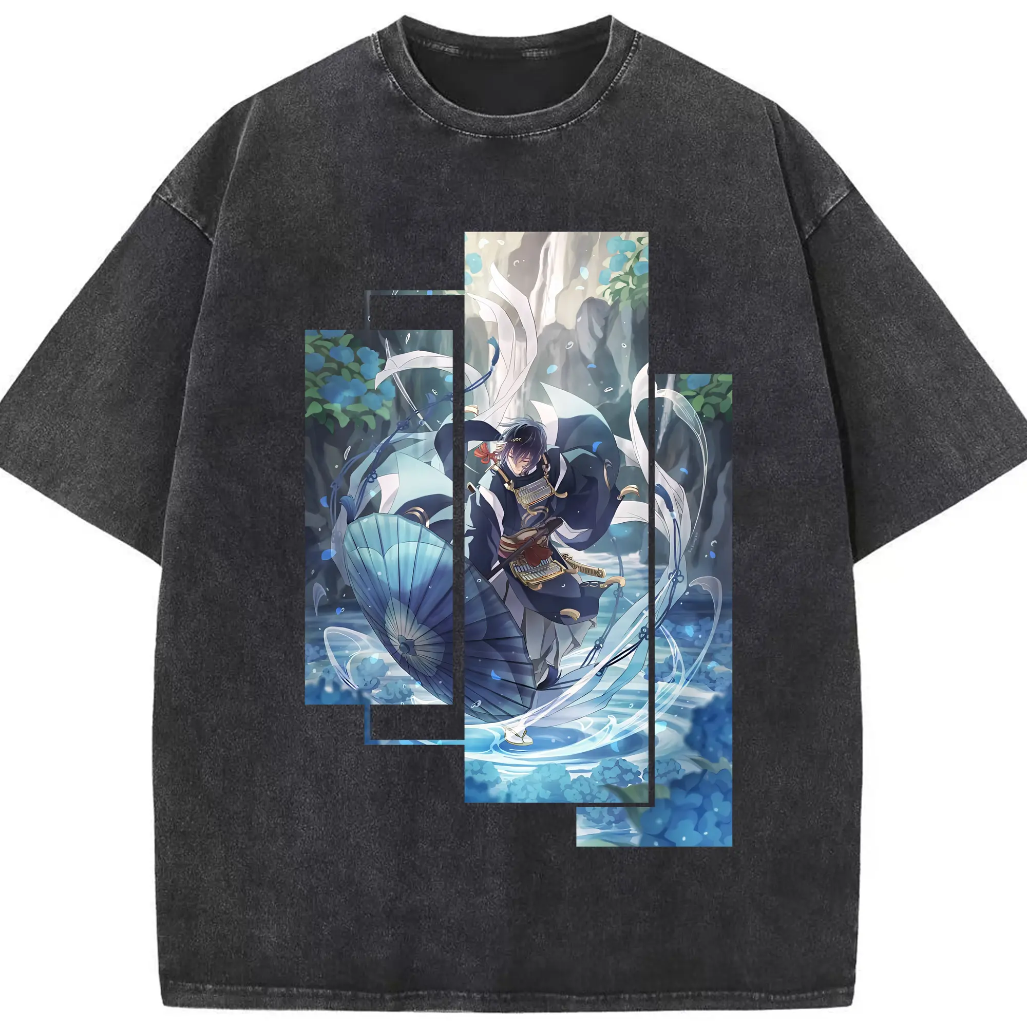 刀剣乱舞 グッズ,三日月宗近 - 綿100％ ヴィンテージ風 半袖Tシャツ ・ フロントプリント ・ 柔らか肌触り ・ 通気性 快適 ・ スポーツ カジュアル 外出用