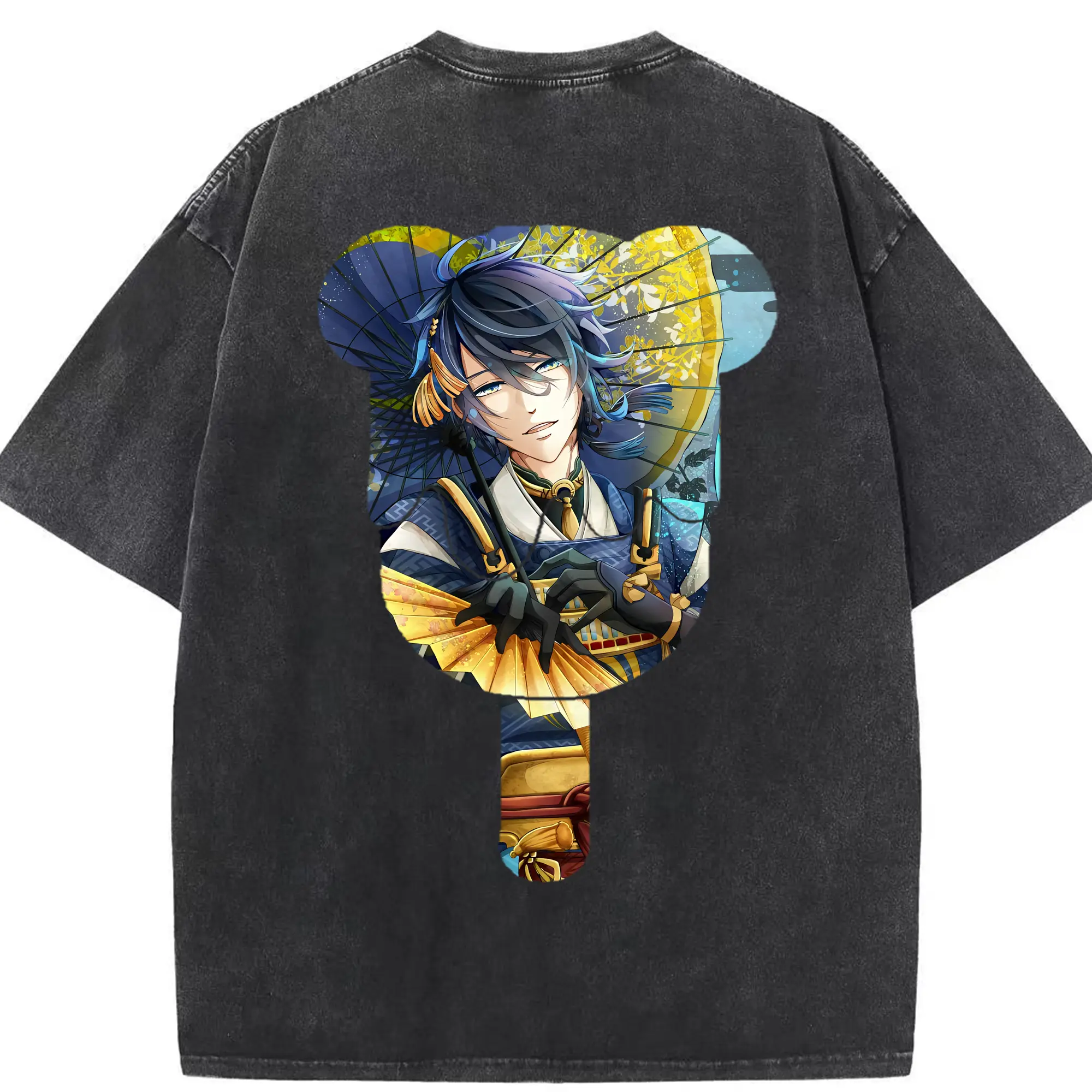 刀剣乱舞 グッズ,三日月宗近 - 綿100％ ヴィンテージ風 半袖Tシャツ ・ 背面プリント ・ 柔らか肌触り ・ 通気性 快適 ・ スポーツ カジュアル 外出用