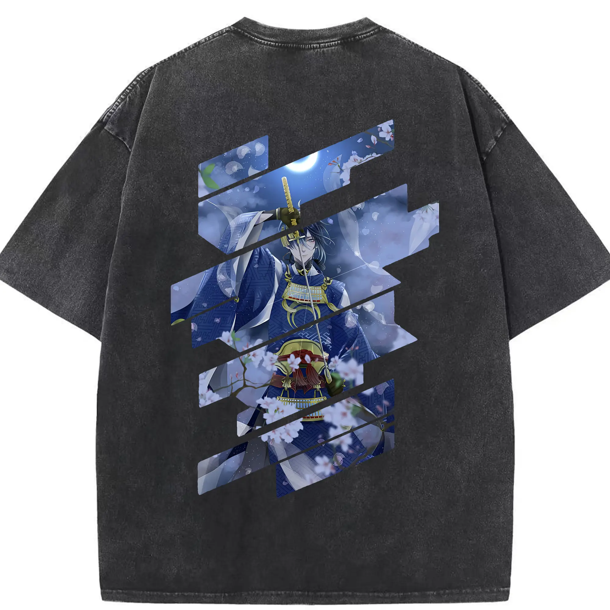 刀剣乱舞 グッズ,三日月宗近 - 綿100％ ヴィンテージ風 半袖Tシャツ ・ 背面プリント ・ 柔らか肌触り ・ 通気性 快適 ・ スポーツ カジュアル 外出用