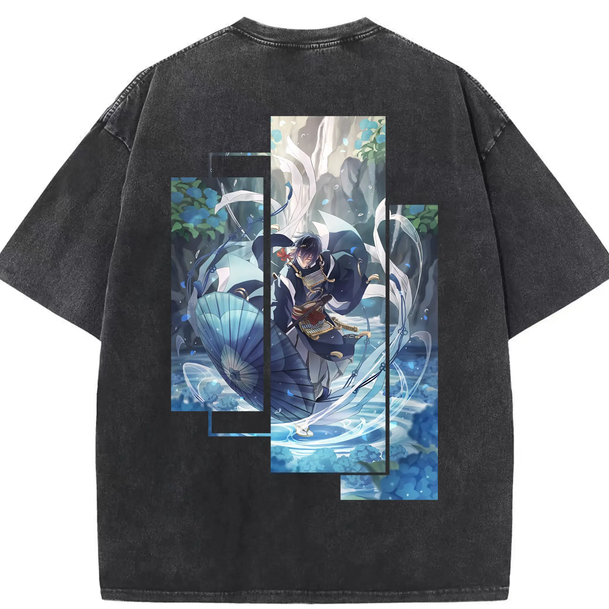 刀剣乱舞 グッズ,三日月宗近 - 綿100％ ヴィンテージ風 半袖Tシャツ ・ 背面プリント ・ 柔らか肌触り ・ 通気性 快適 ・ スポーツ カジュアル 外出用