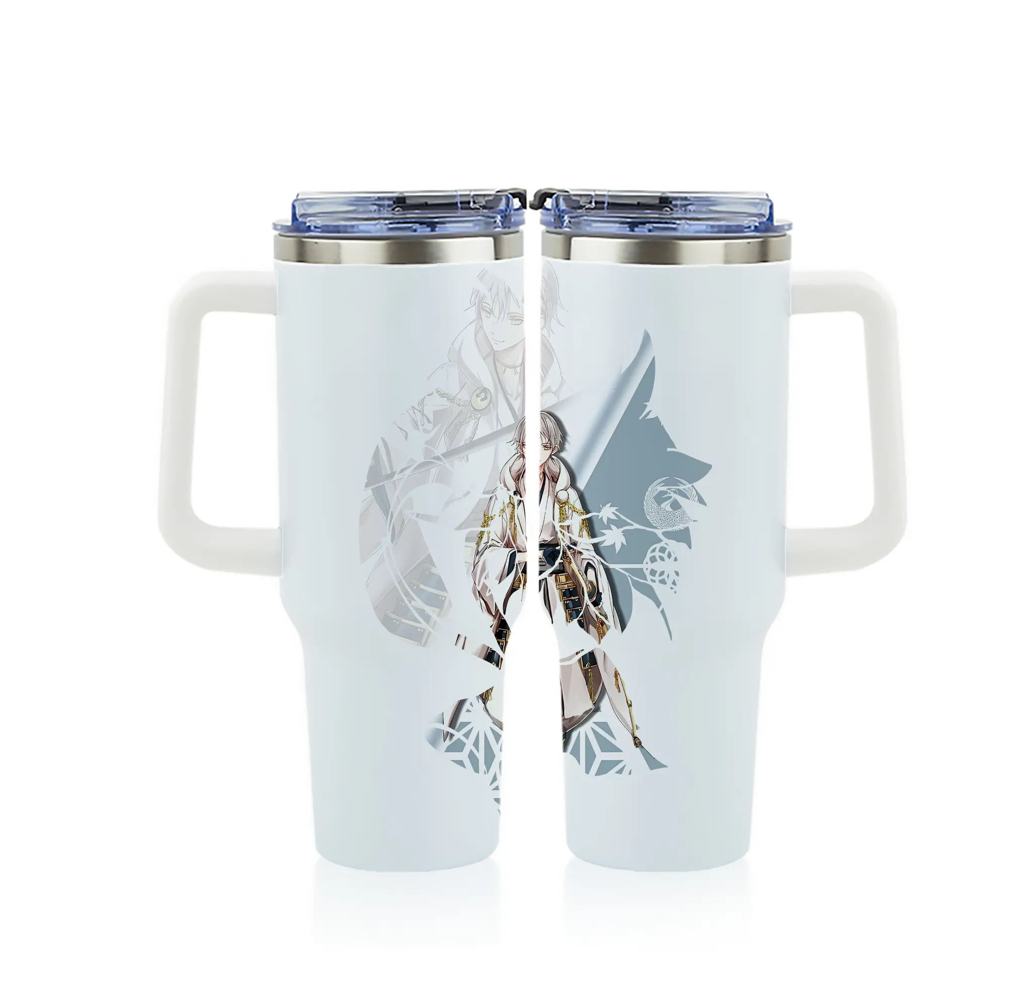 刀剣乱舞 グッズ,鶴丸国永 - 1200mL フルプリント車用タンブラー ・ 304ステンレス 内側 ・ 201ステンレス 外側 ・ 保温 保冷 ・ 通勤 ドライブ アウトドア用