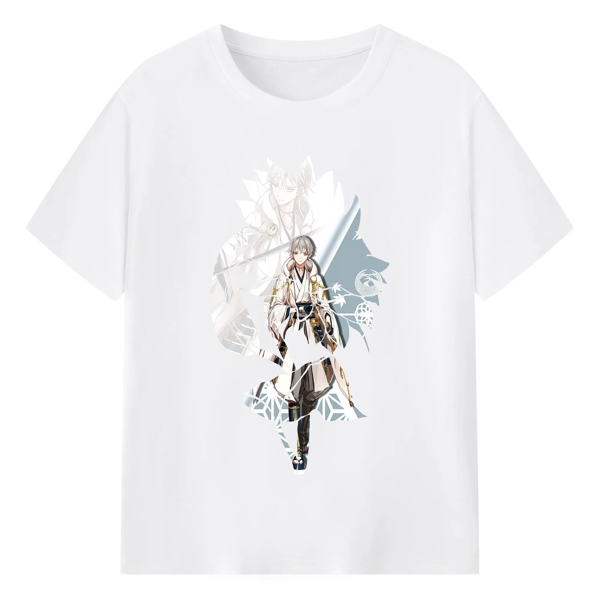 刀剣乱舞 グッズ,鶴丸国永 - 綿100％ 半袖Tシャツ ・ フロントプリント ・ 快適 通気性 ・ 日常使い 散歩 スポーツ用